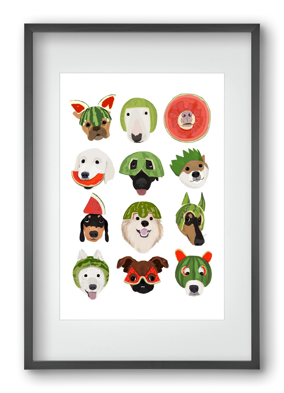 Watermelon dogs, 40x60 cm (30x45 cm), Fekete keret, paszpartuval