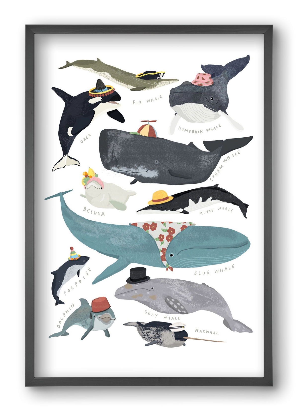Whales in hats, 40x60 cm (40x60 cm), Fekete keret