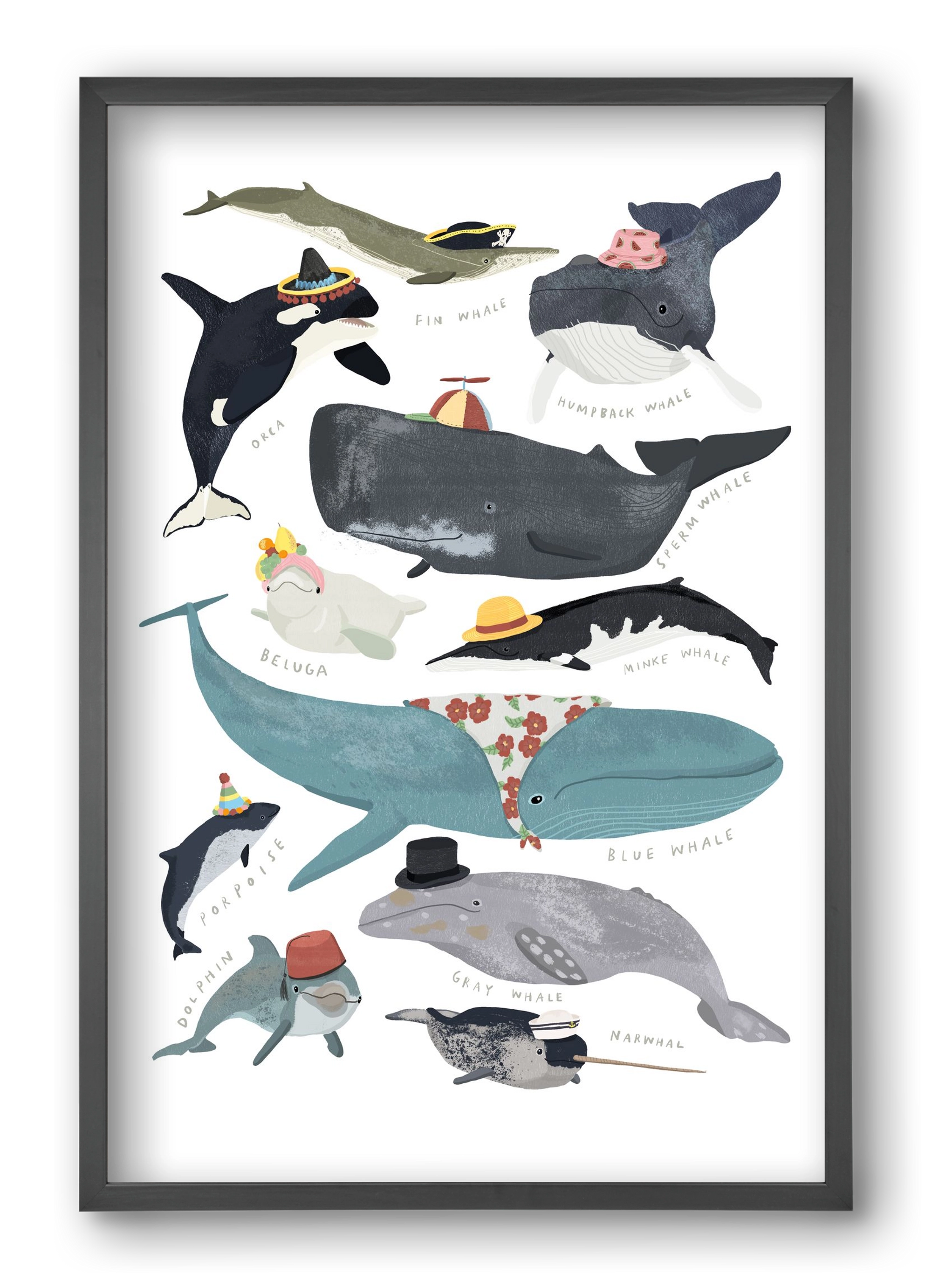 Whales in hats, 40x60 cm (40x60 cm), Fekete keret