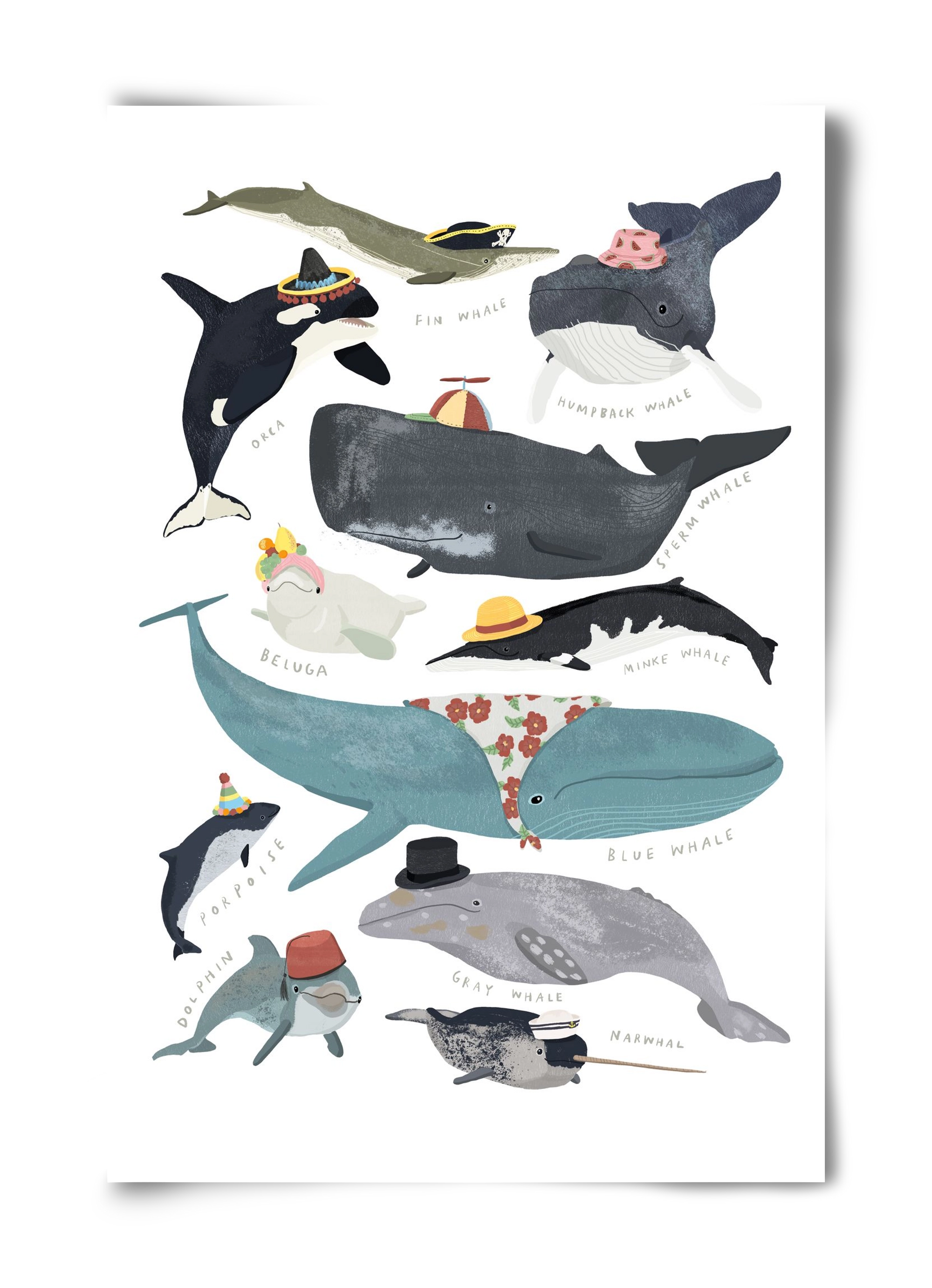 Whales in hats, 40x60 cm, Keret nélkül