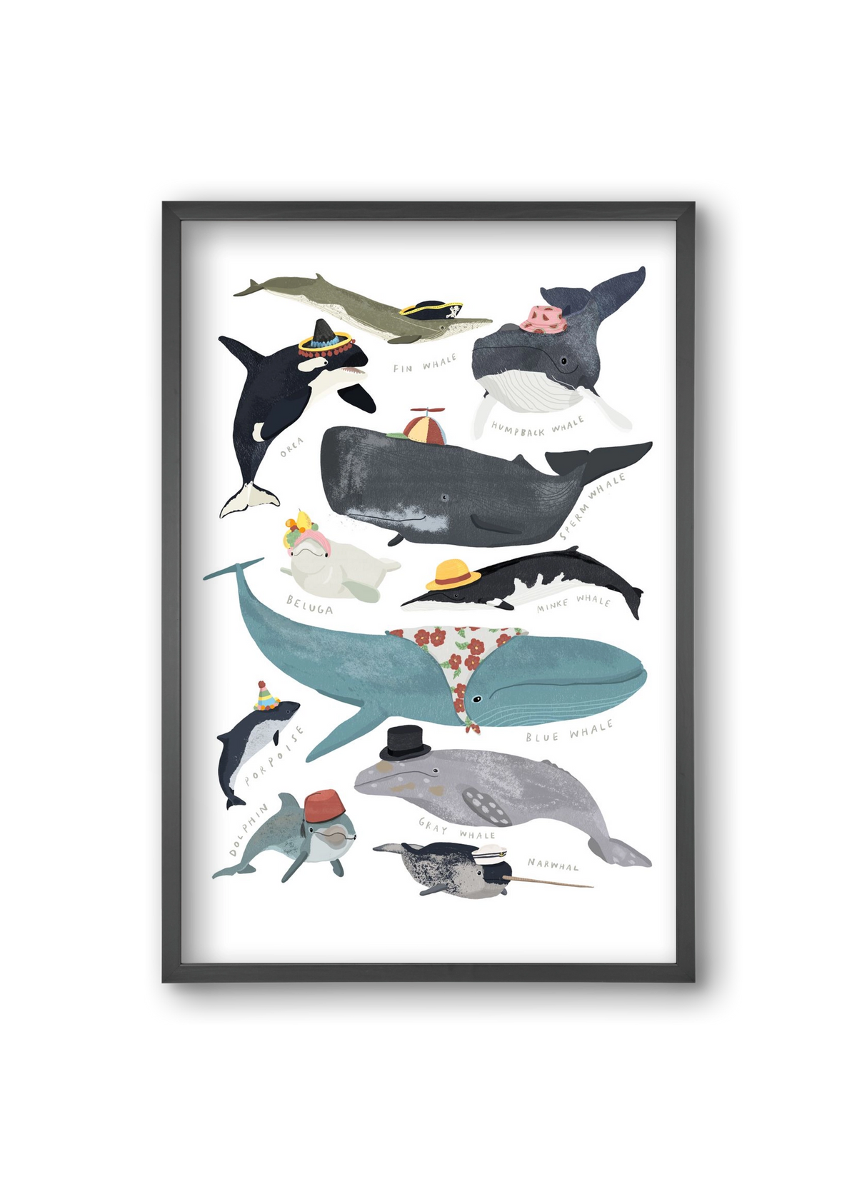 Whales in hats, 20x30 cm (20x30 cm), Fekete keret