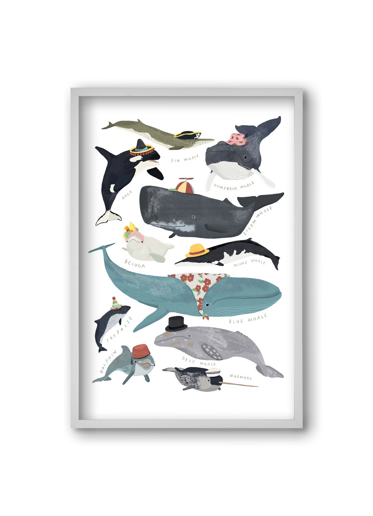 Whales in hats, 20x30 cm (20x30 cm), Fehér keret