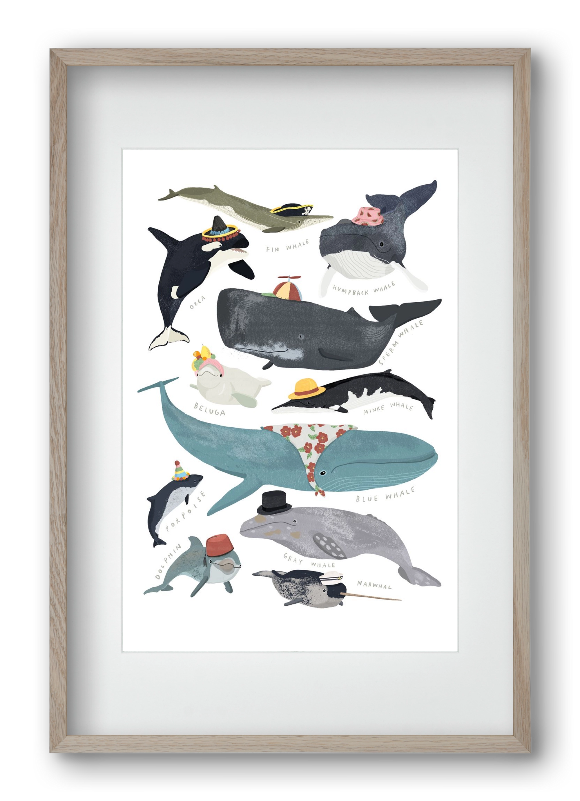 Whales in hats, 40x60 cm (30x45 cm), Tölgy keret, paszpartuval