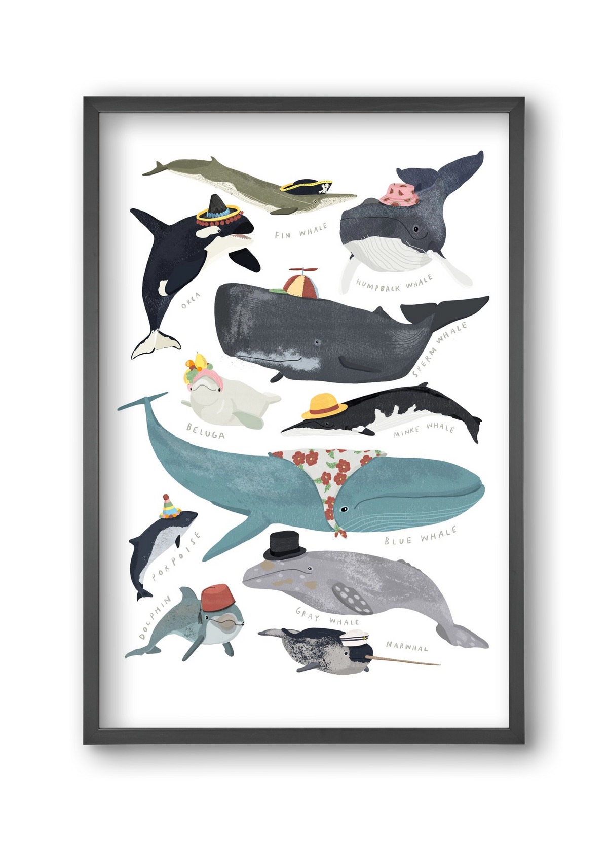 Whales in hats, 30x45 cm (30x45 cm), Fekete keret