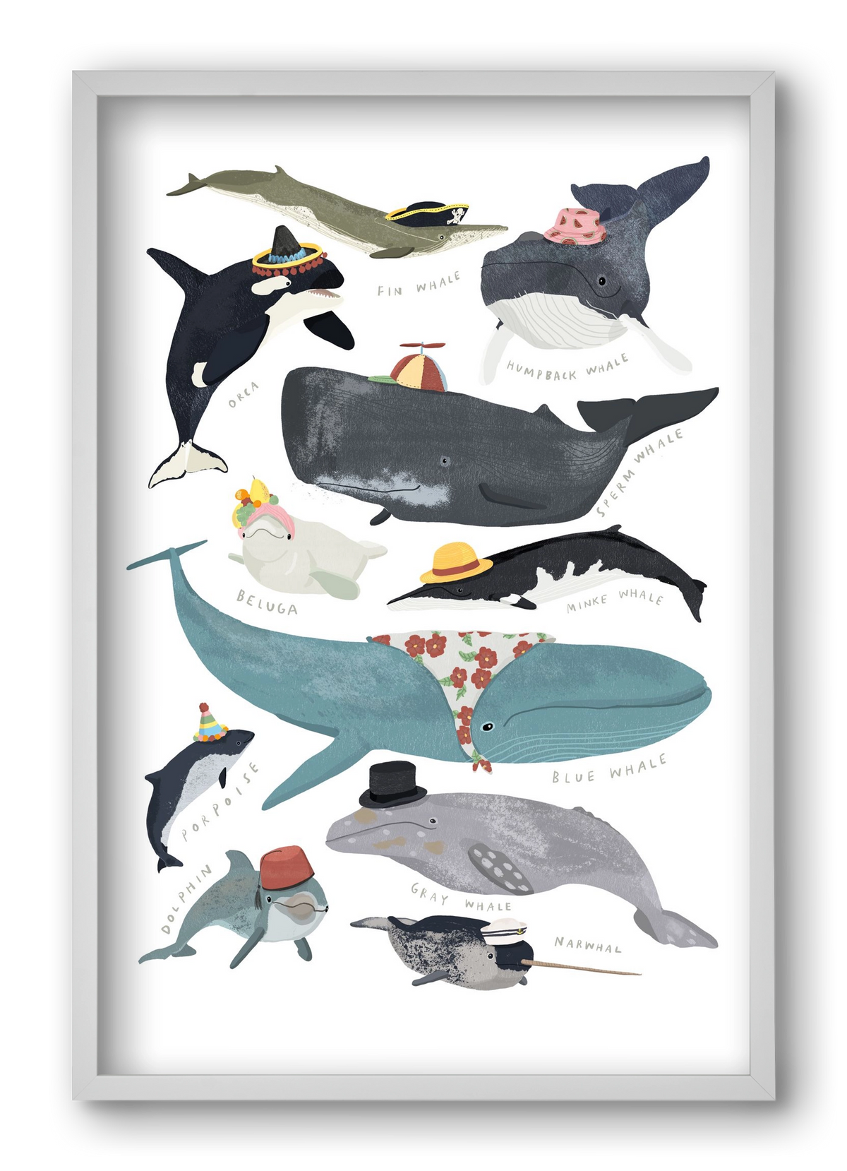 Whales in hats, 40x60 cm (40x60 cm), Fehér keret