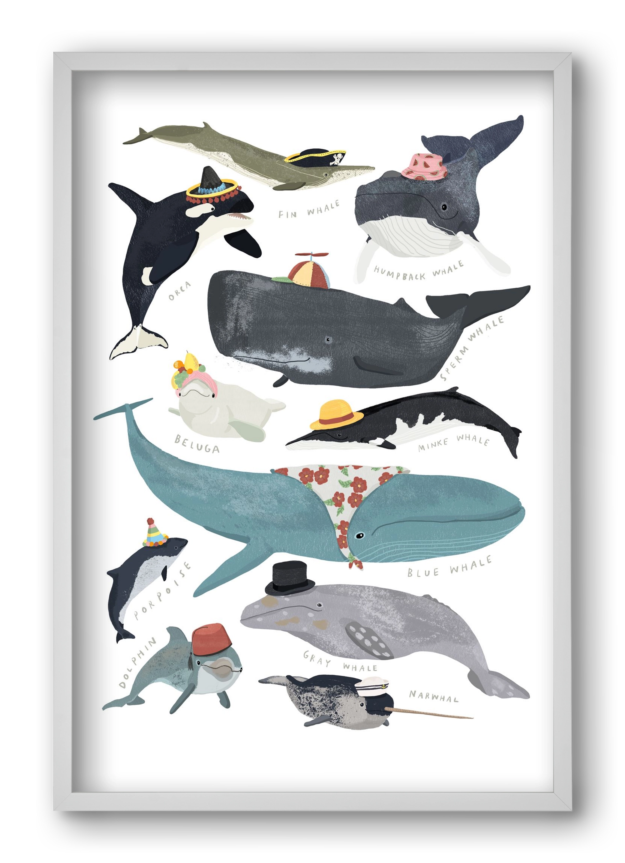 Whales in hats, 40x60 cm (40x60 cm), Fehér keret