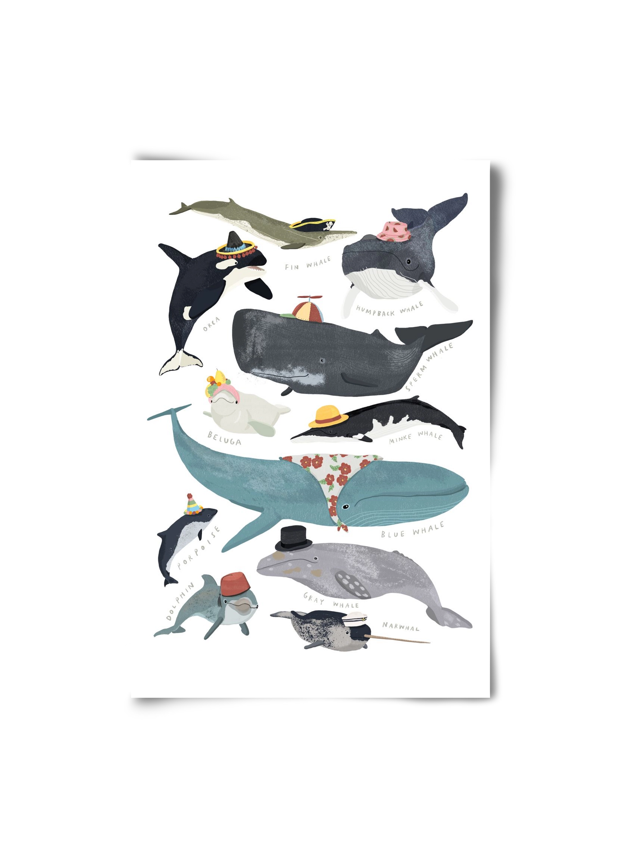 Whales in hats, 20x30 cm, Keret nélkül