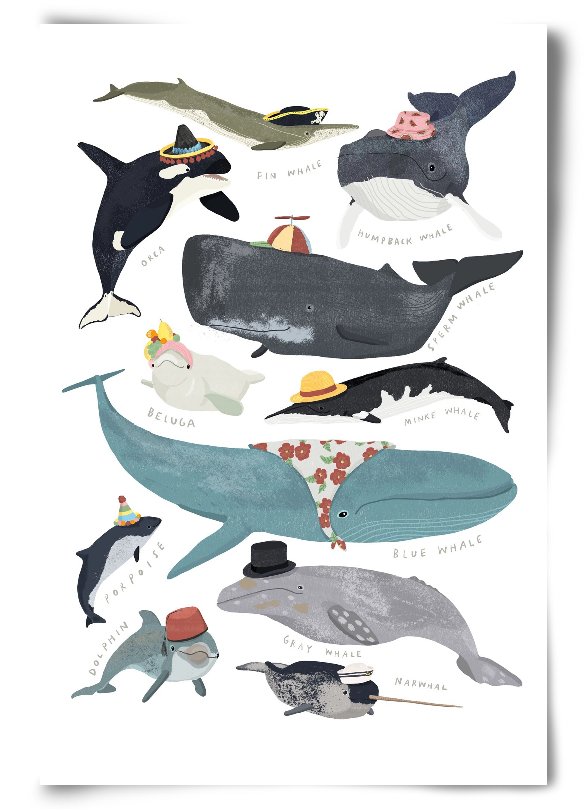 Whales in hats, 60x90 cm, Keret nélkül