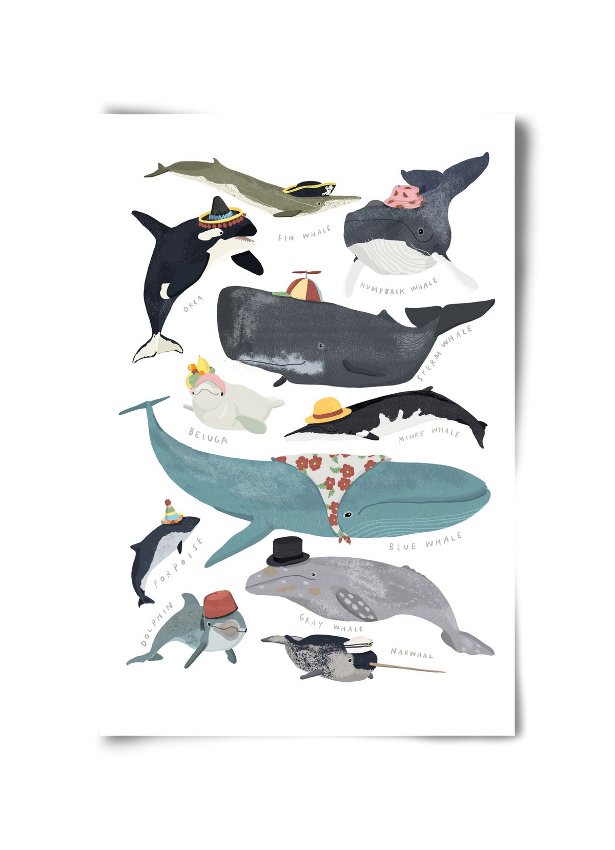 Whales in hats, 30x45 cm, Keret nélkül