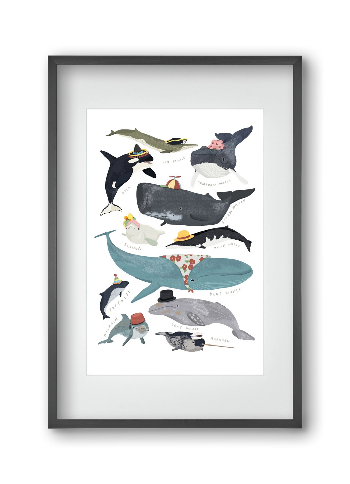 Whales in hats, 30x45 cm (20x30 cm), Fekete keret, paszpartuval