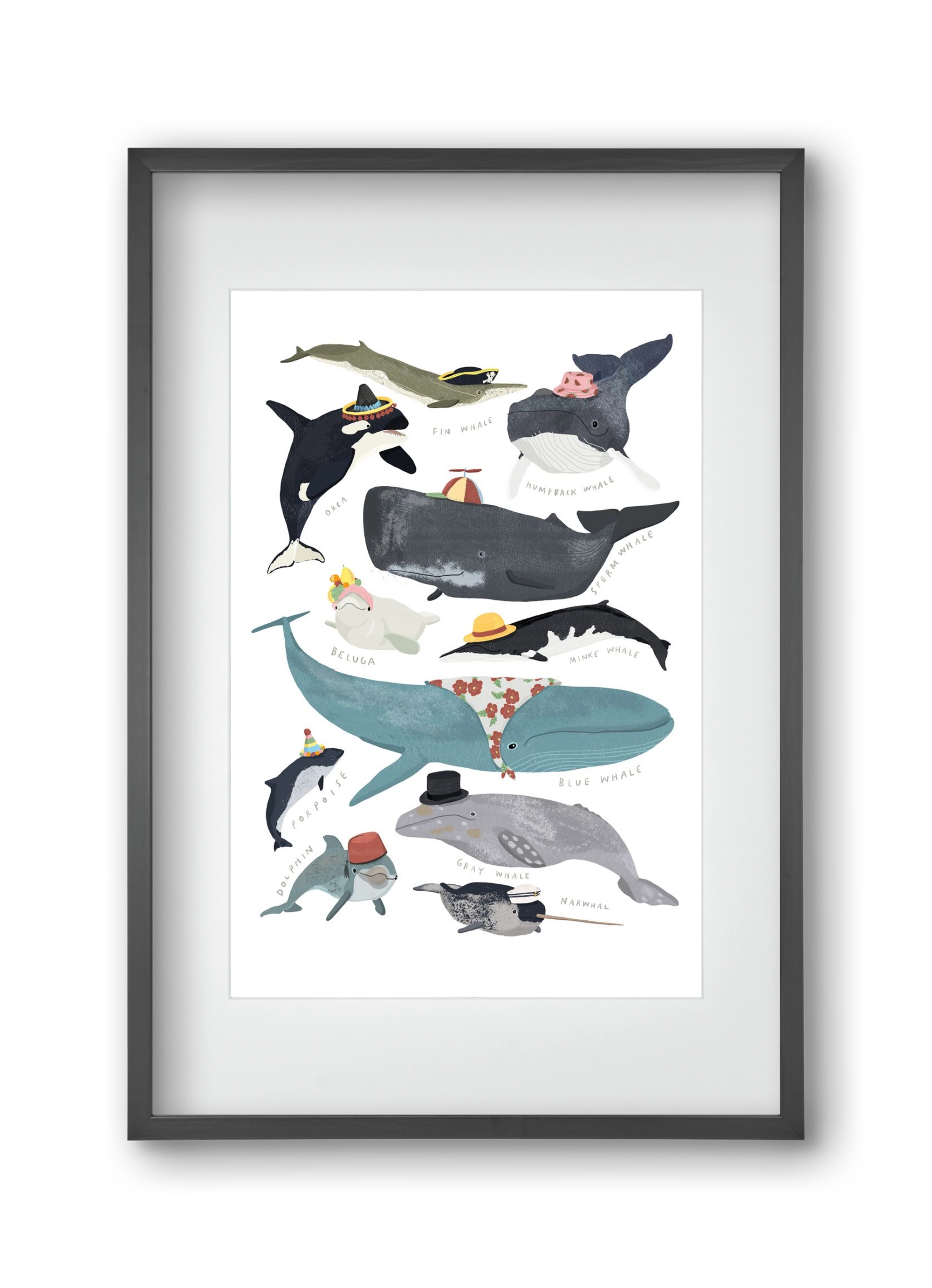 Whales in hats, 30x45 cm (20x30 cm), Fekete keret, paszpartuval