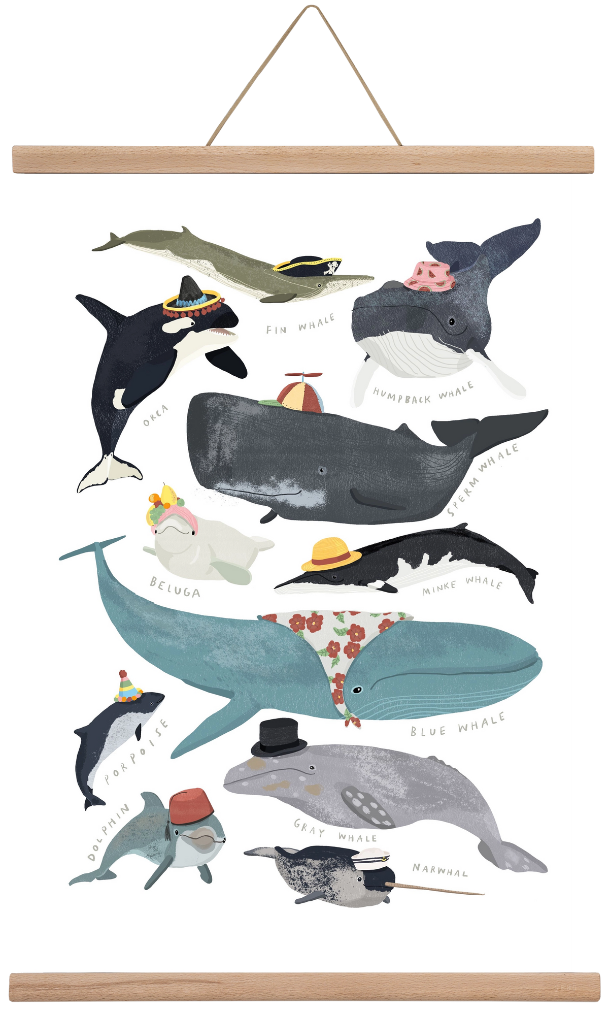 Whales in hats, 40x60 cm (40x60 cm), Tölgy akasztó