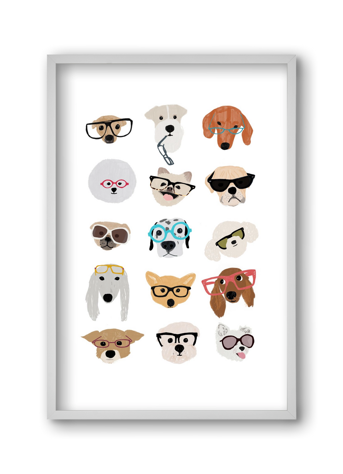 Dogs in Glasses, 30x45 cm (30x45 cm), Fehér keret