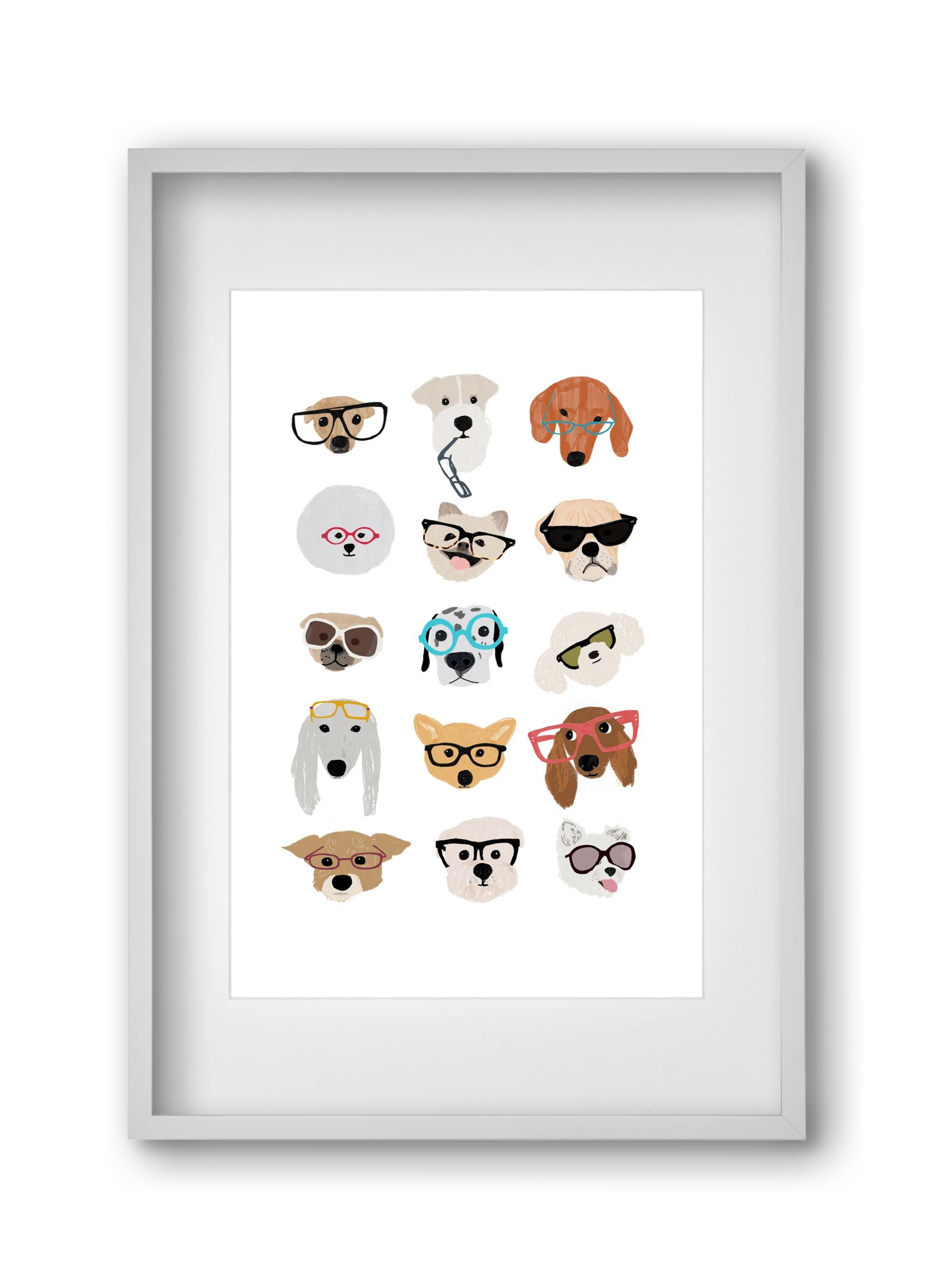 Dogs in Glasses, 30x45 cm (20x30 cm), Fehér keret, paszpartuval