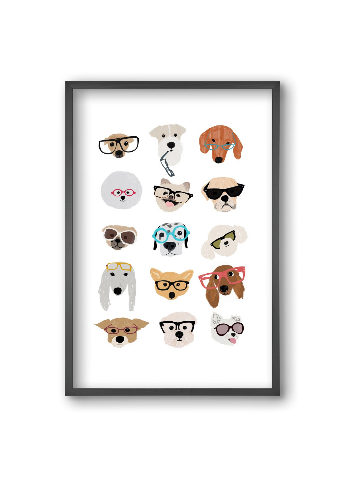 Dogs in Glasses, 20x30 cm (20x30 cm), Fekete keret