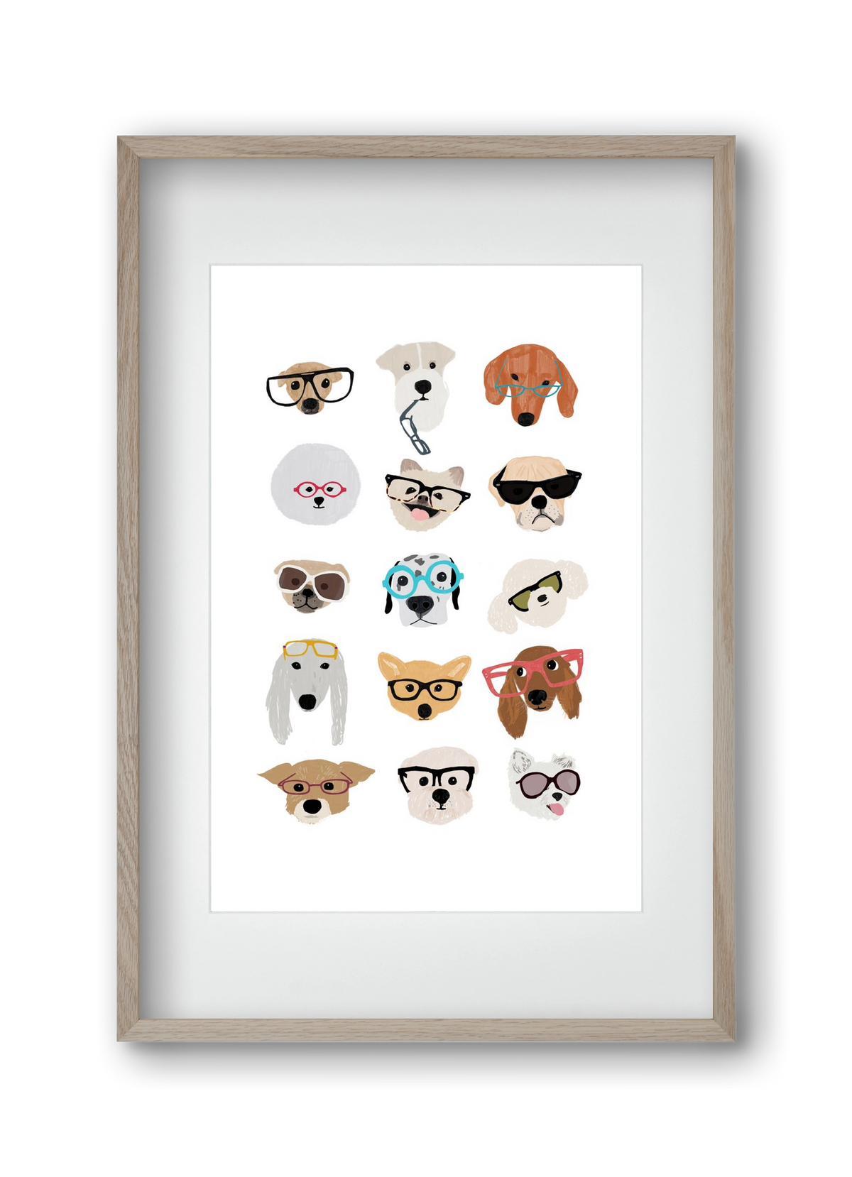 Dogs in Glasses, 30x45 cm (20x30 cm), Tölgy keret, paszpartuval