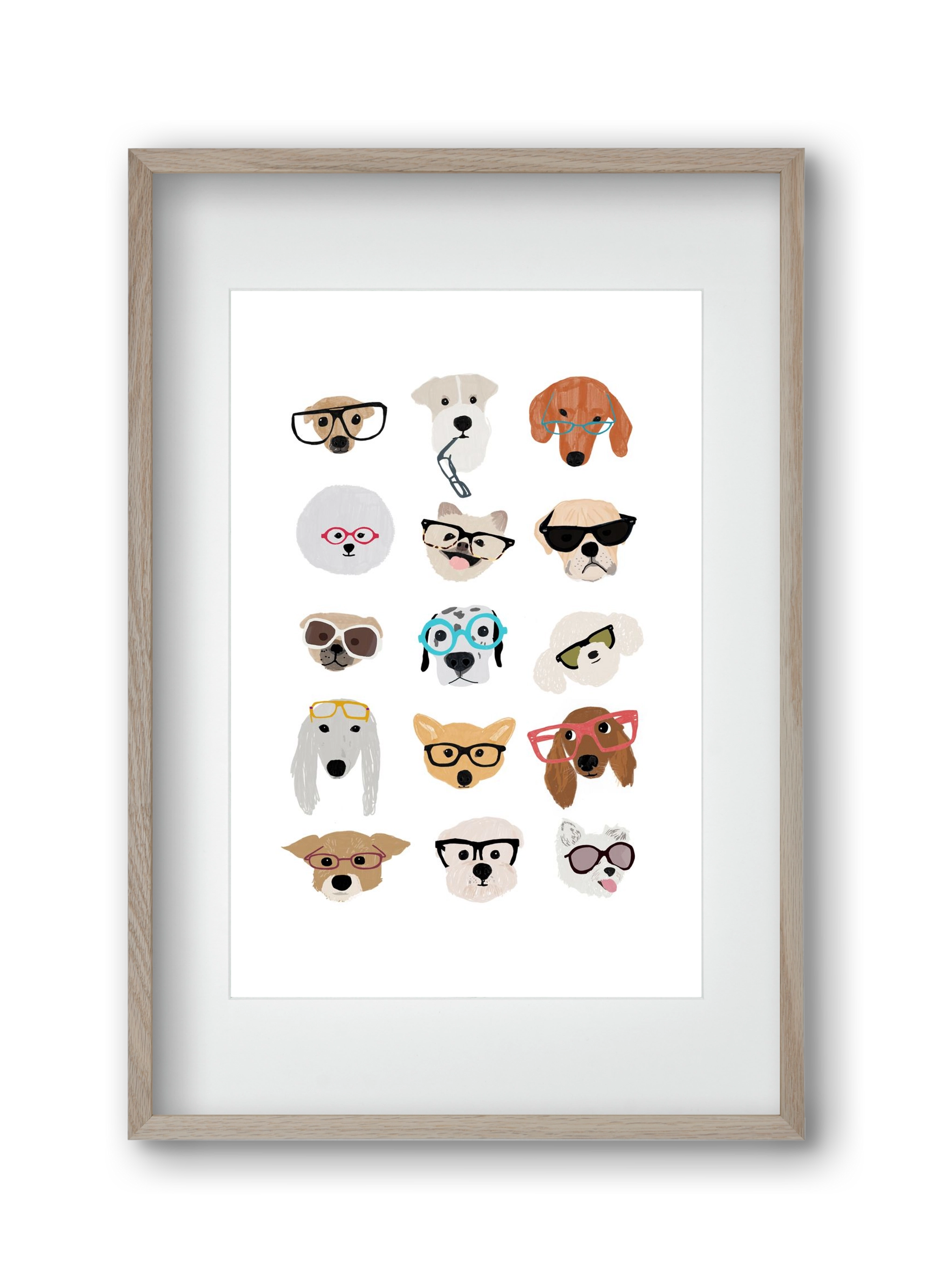 Dogs in Glasses, 30x45 cm (20x30 cm), Tölgy keret, paszpartuval