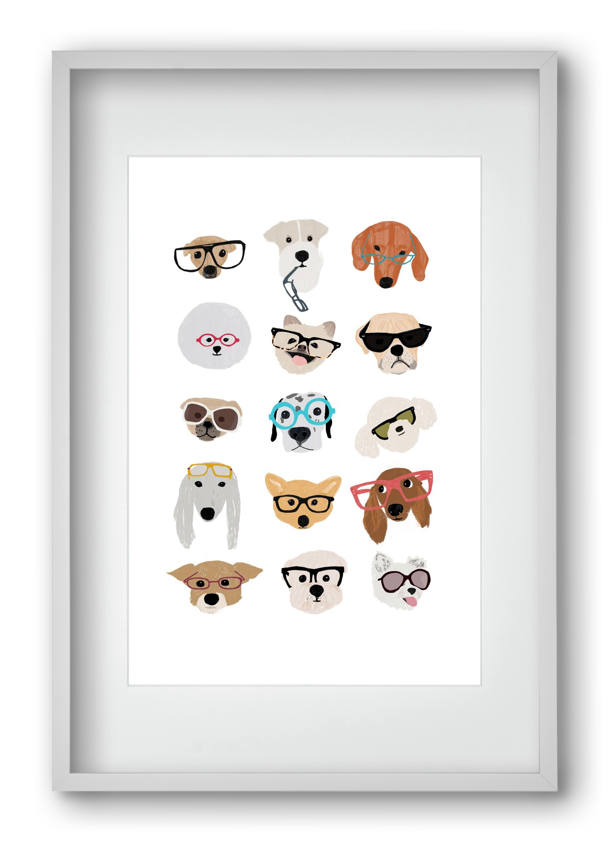Dogs in Glasses, 40x60 cm (30x45 cm), Fehér keret, paszpartuval