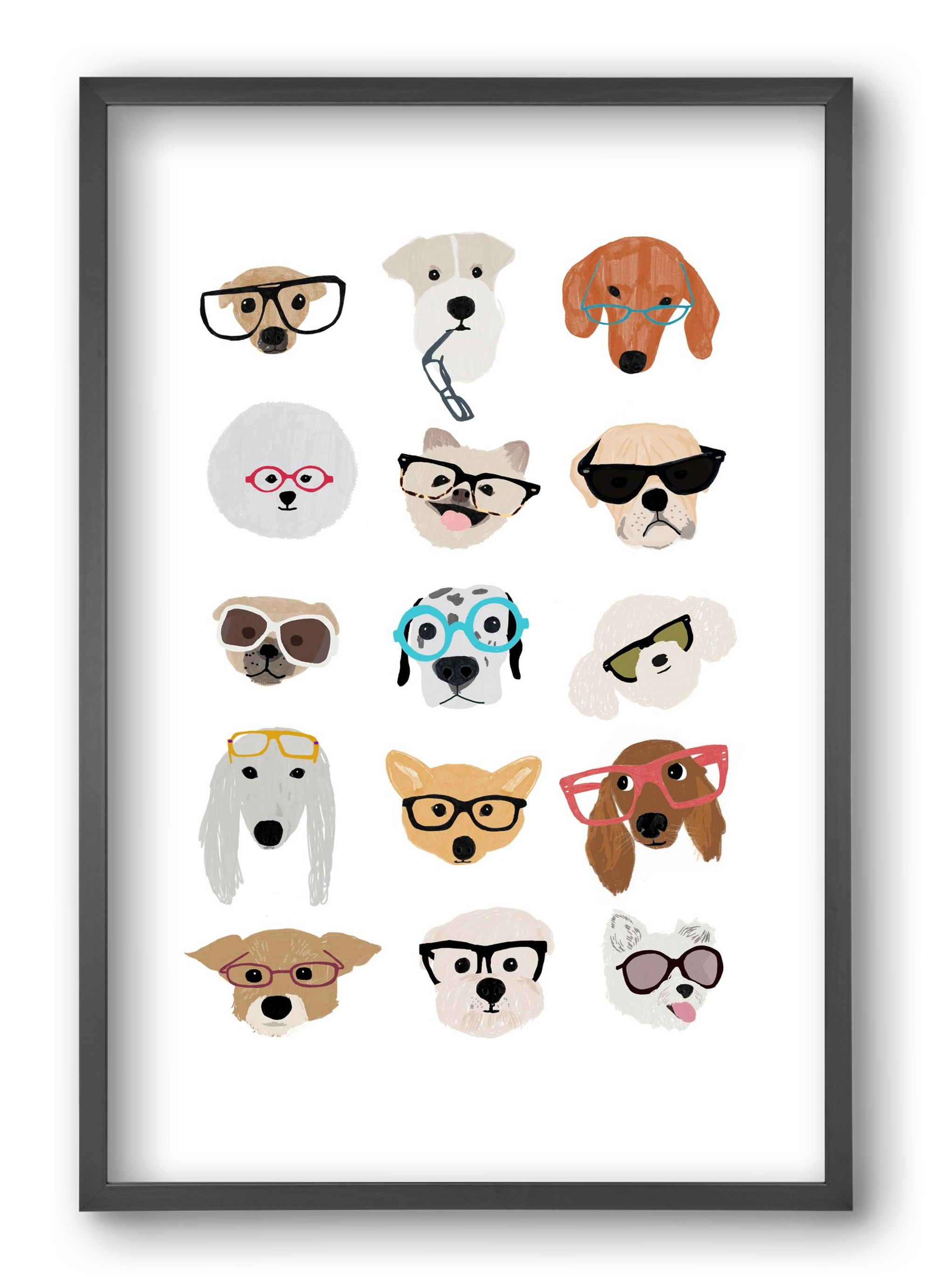 Dogs in Glasses, 40x60 cm (40x60 cm), Fekete keret