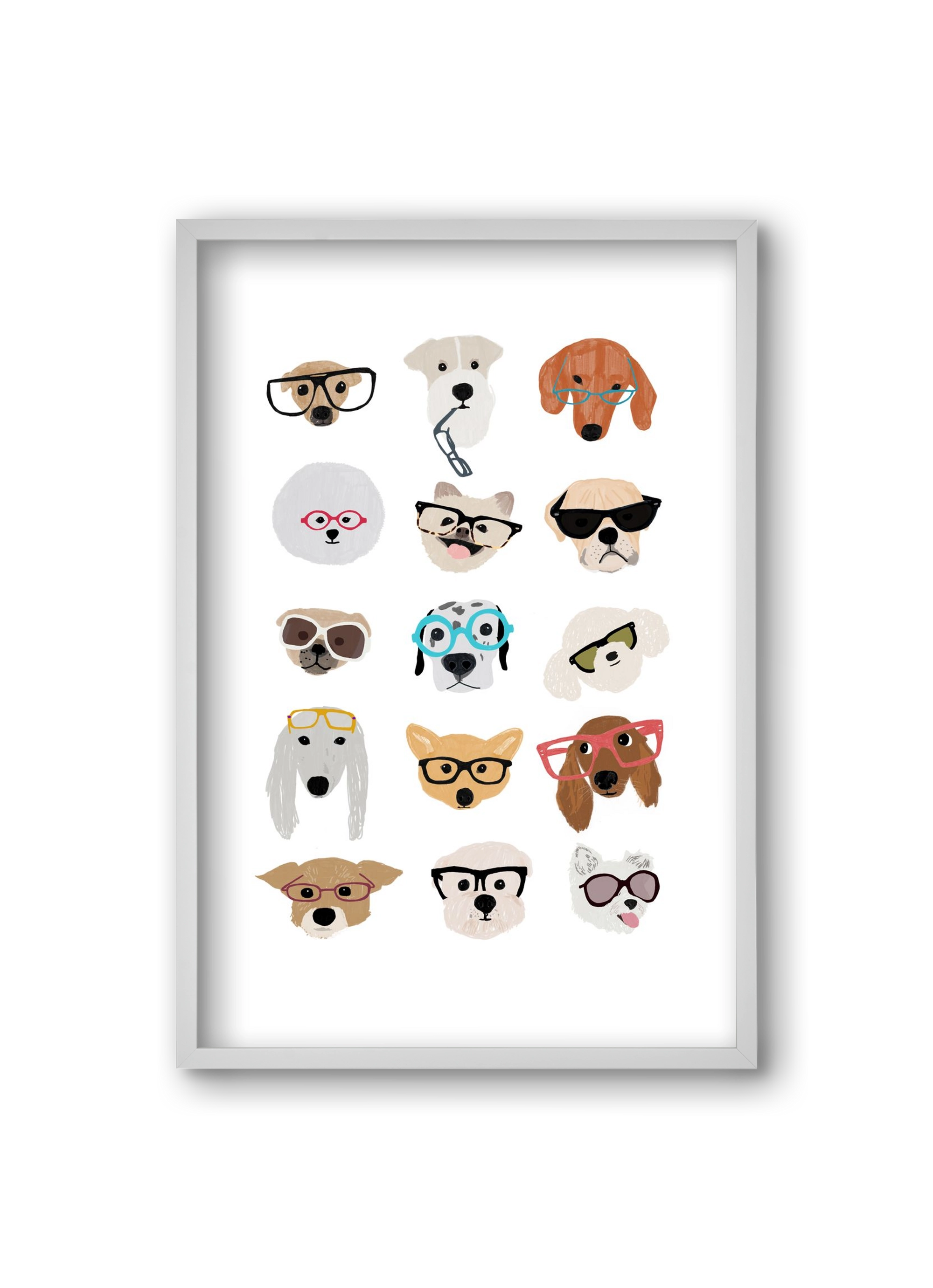 Dogs in Glasses, 20x30 cm (20x30 cm), Fehér keret