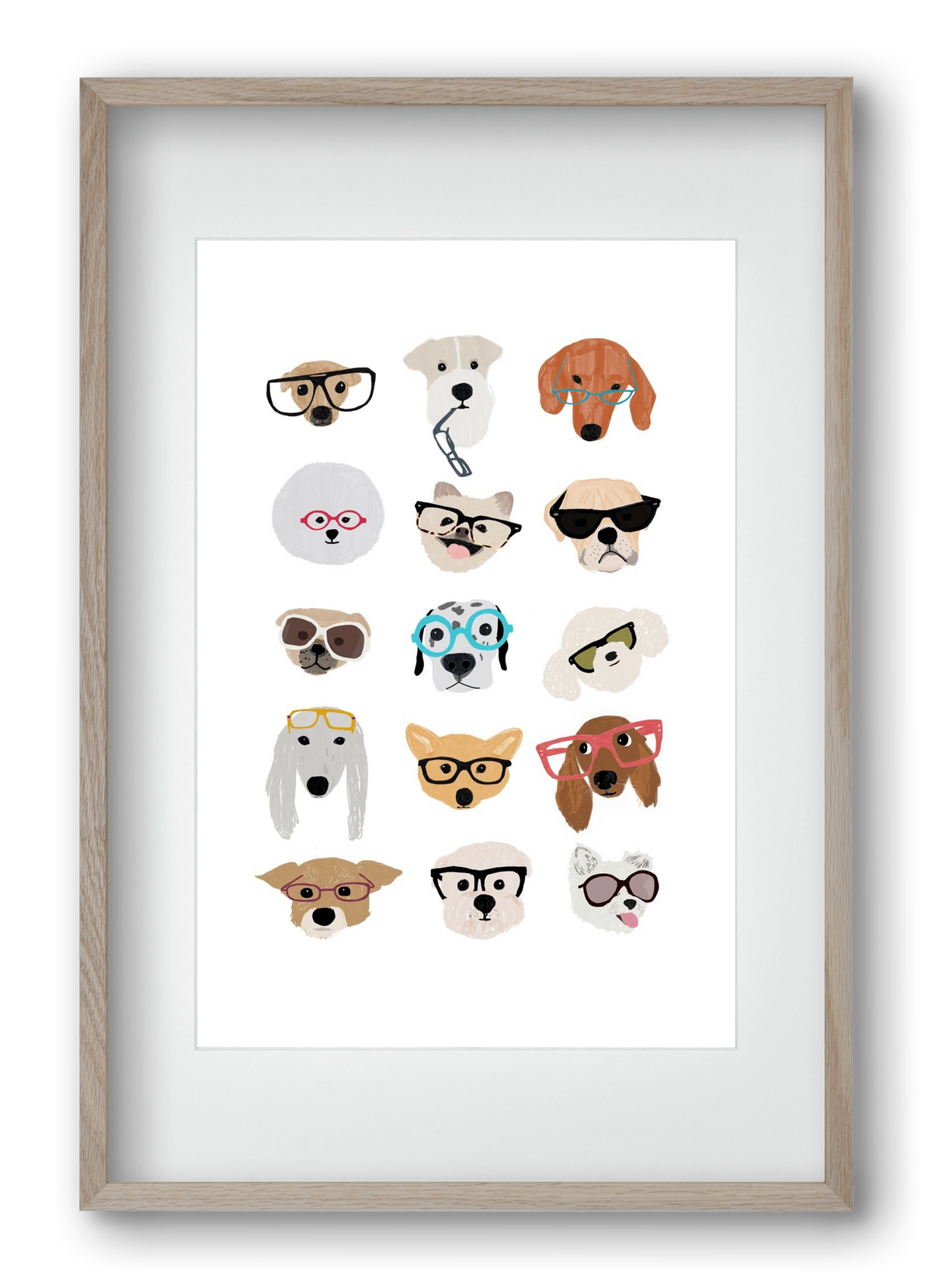 Dogs in Glasses, 40x60 cm (30x45 cm), Tölgy keret, paszpartuval