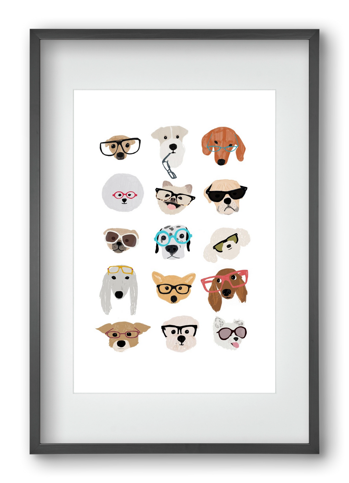 Dogs in Glasses, 40x60 cm (30x45 cm), Fekete keret, paszpartuval