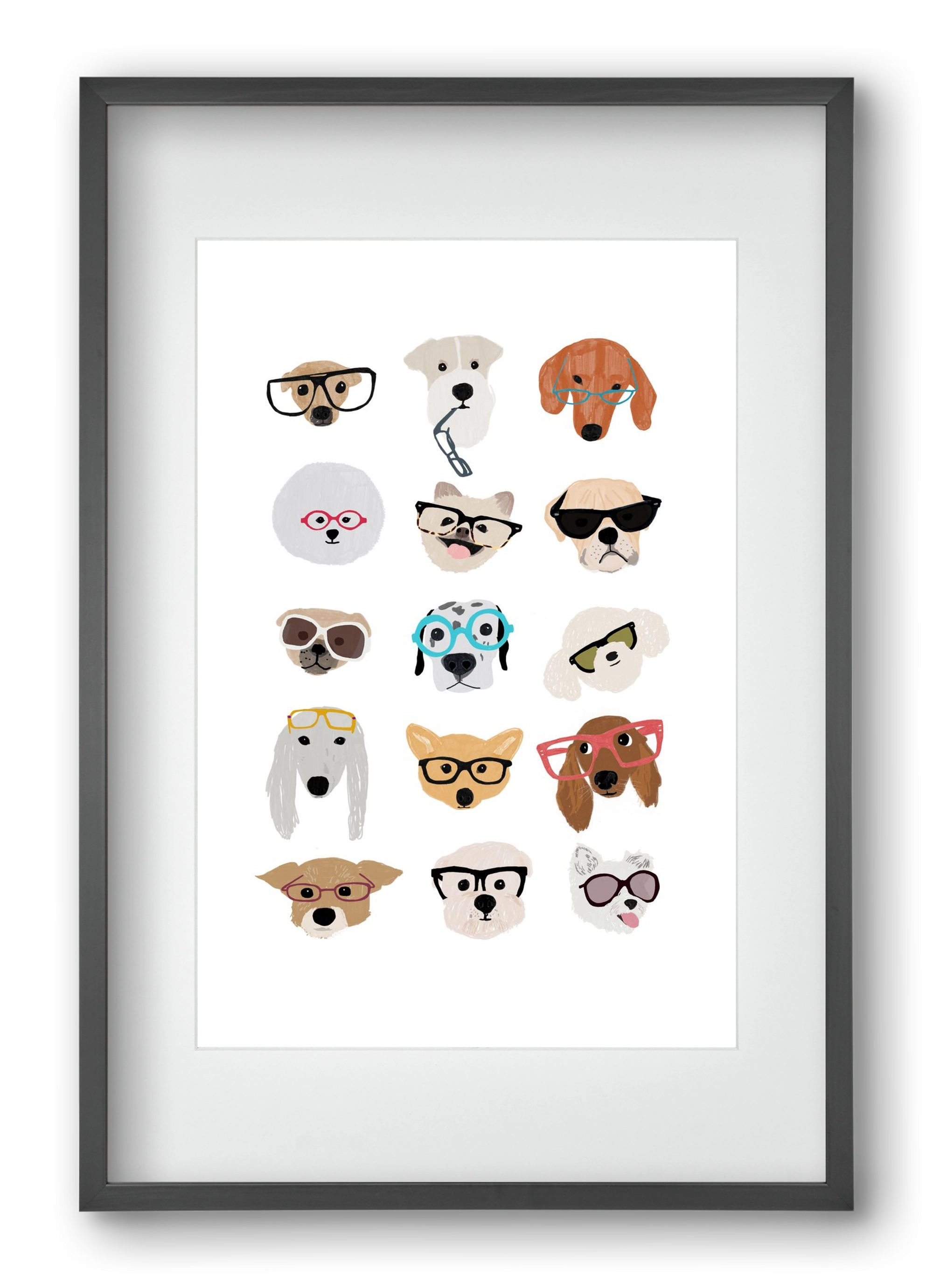 Dogs in Glasses, 40x60 cm (30x45 cm), Fekete keret, paszpartuval