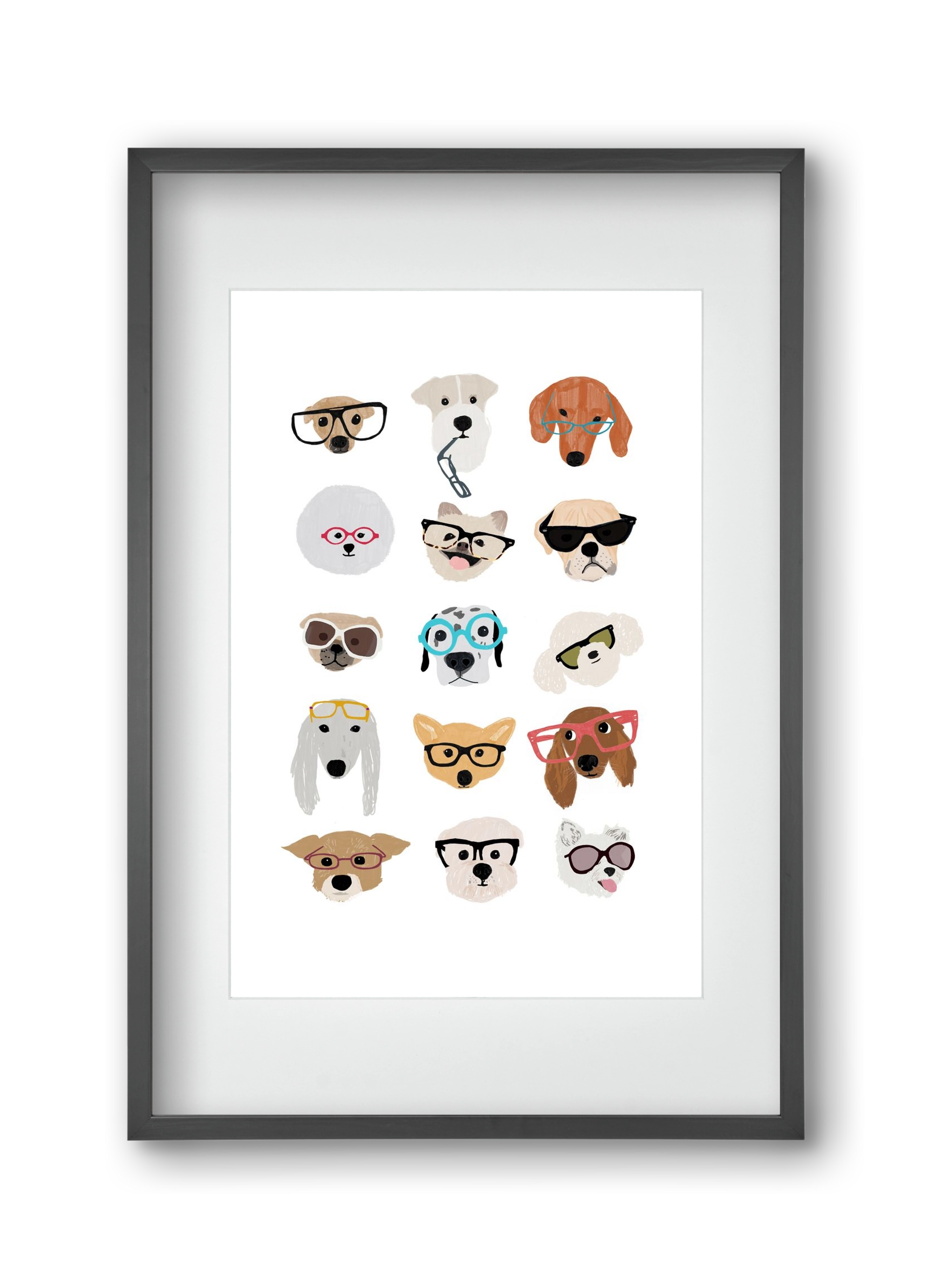 Dogs in Glasses, 30x45 cm (20x30 cm), Fekete keret, paszpartuval