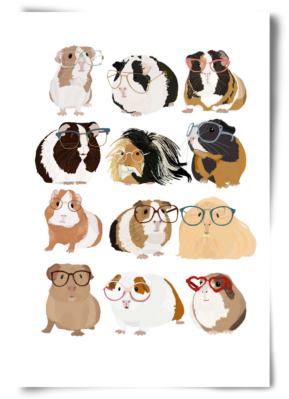 Guinea Pigs in Glasses, 60x90 cm, Keret nélkül