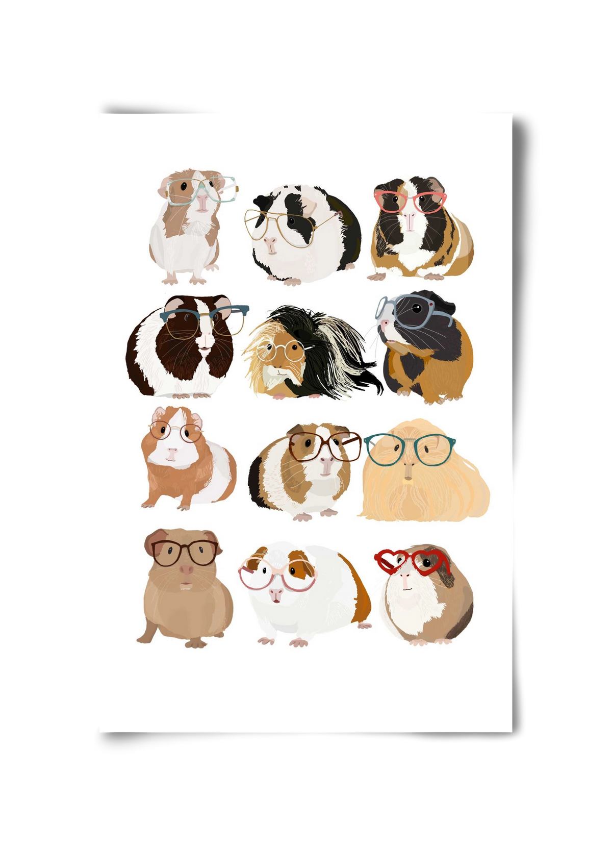 Guinea Pigs in Glasses, 30x45 cm, Keret nélkül