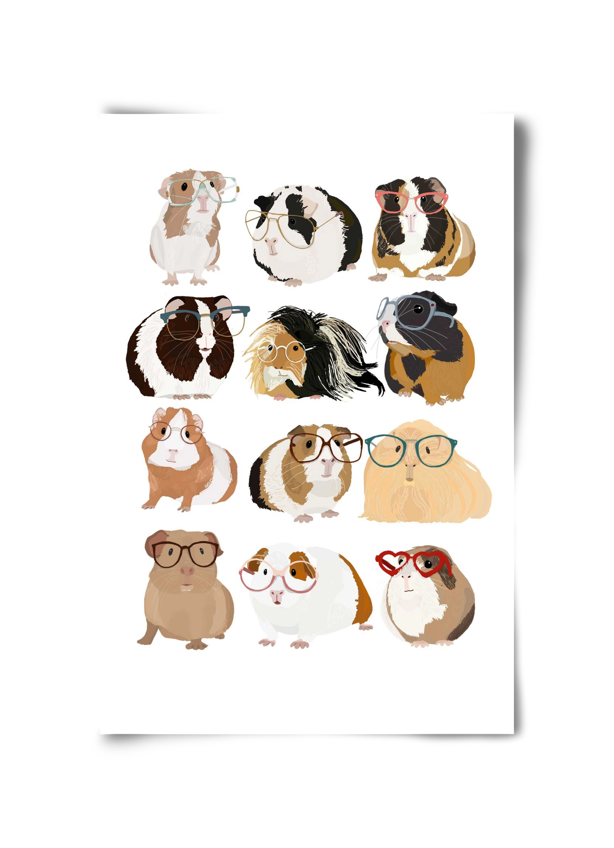 Guinea Pigs in Glasses, 30x45 cm, Keret nélkül