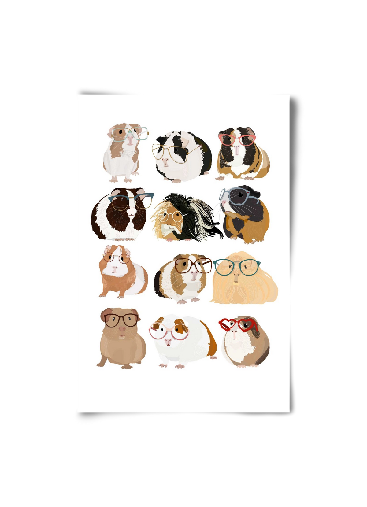 Guinea Pigs in Glasses, 20x30 cm, Keret nélkül