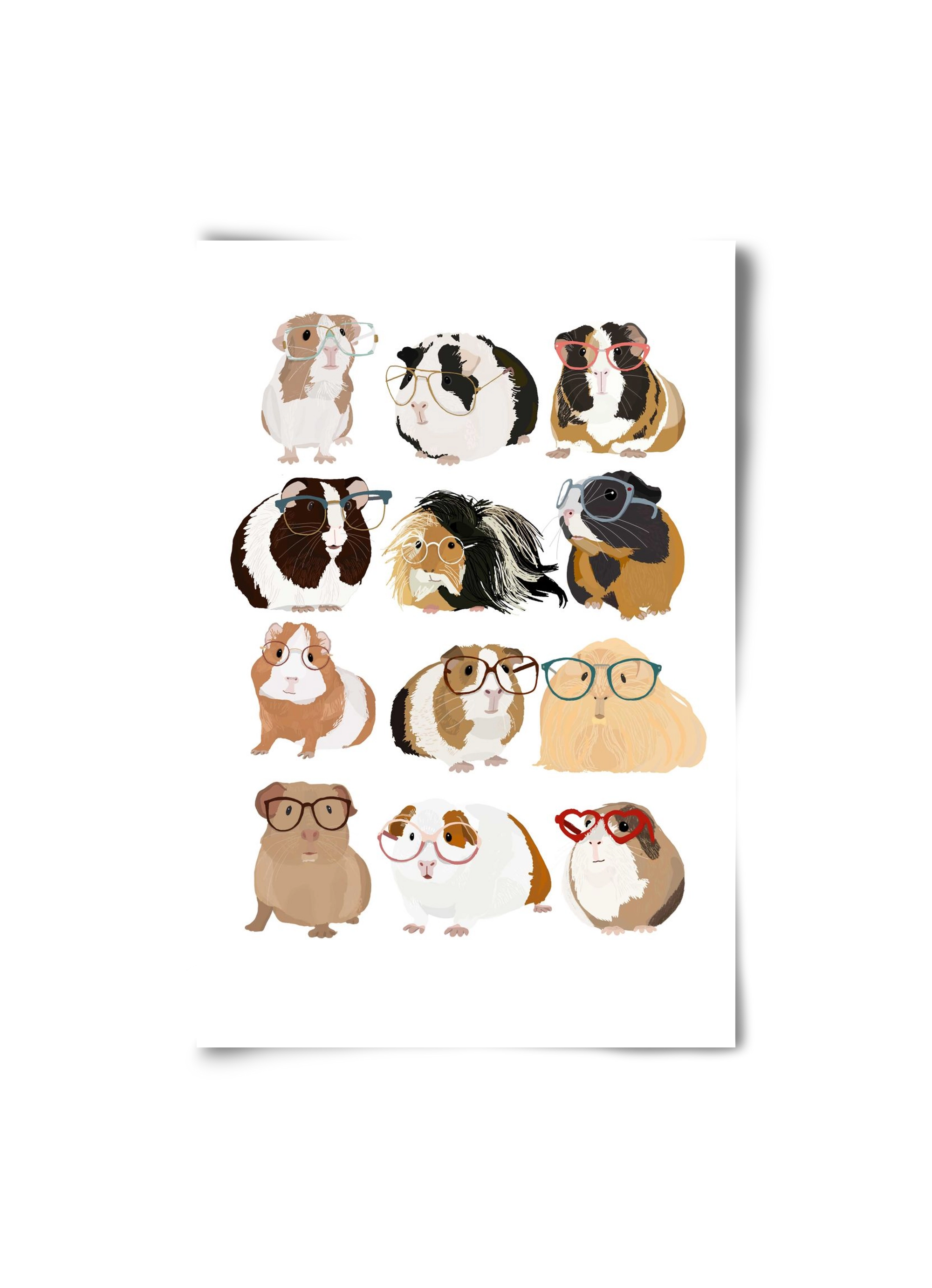 Guinea Pigs in Glasses, 20x30 cm, Keret nélkül