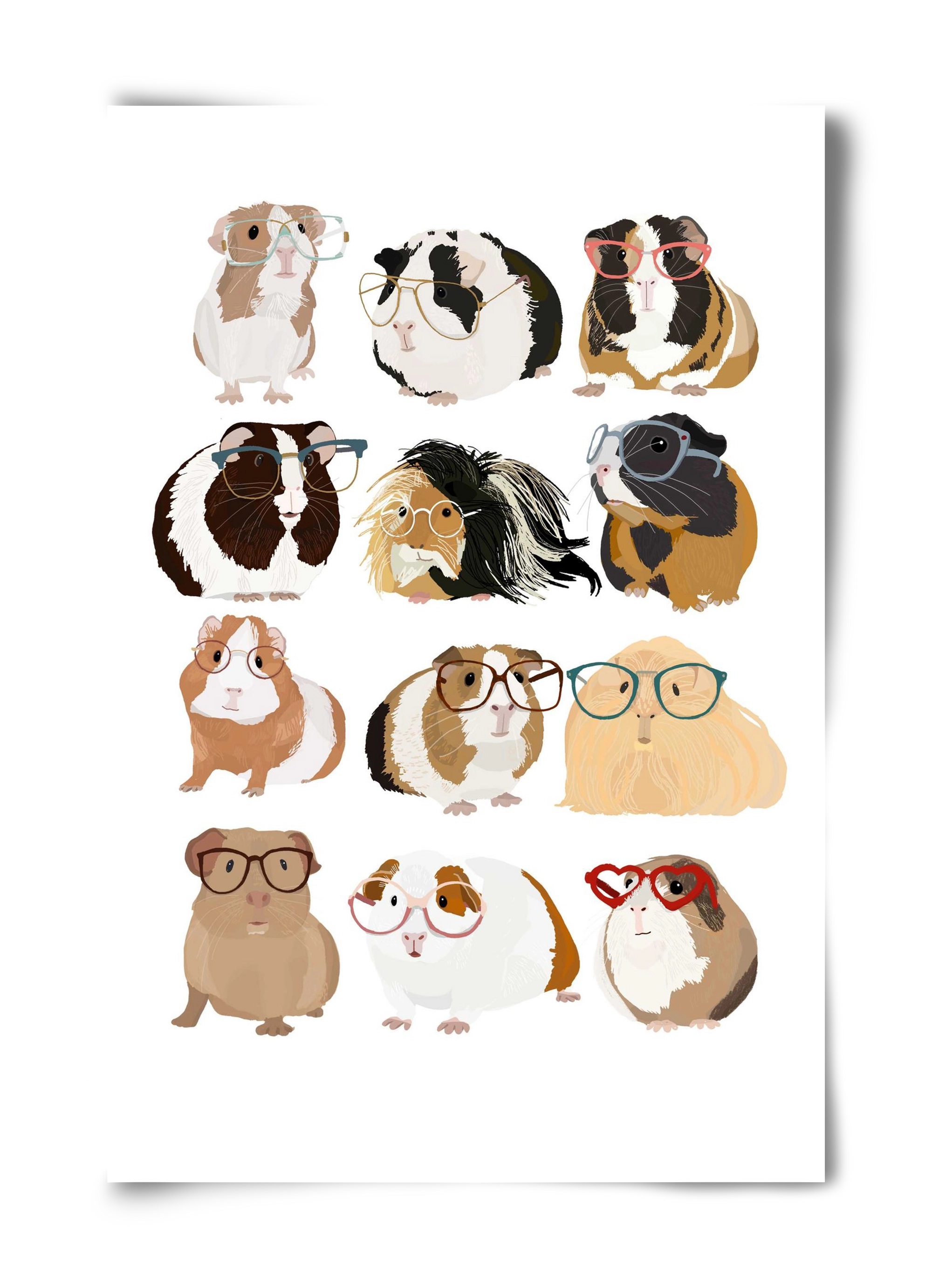 Guinea Pigs in Glasses, 40x60 cm, Keret nélkül