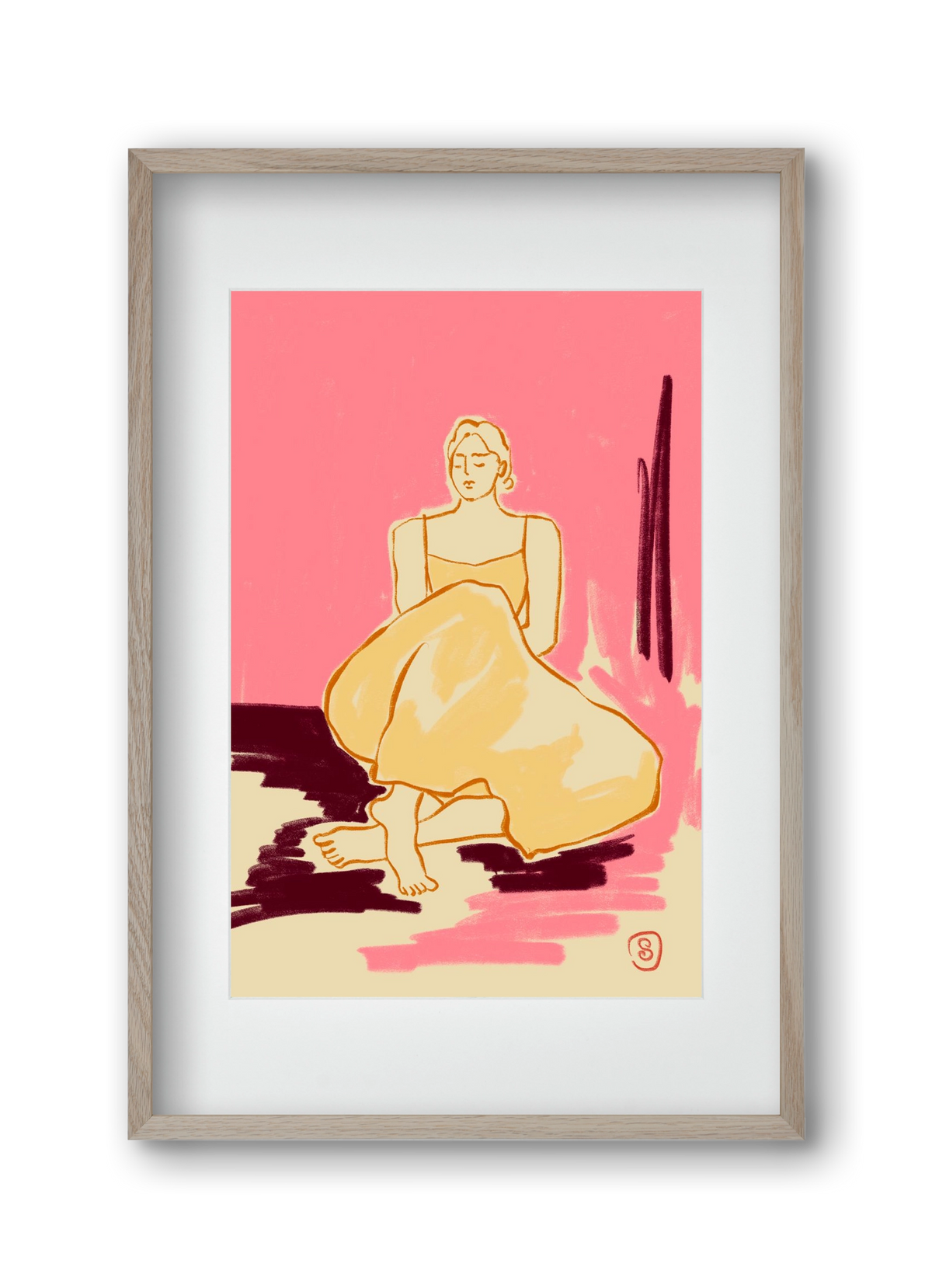 PINK DREAM, 30x45 cm (20x30 cm), Tölgy keret, paszpartuval