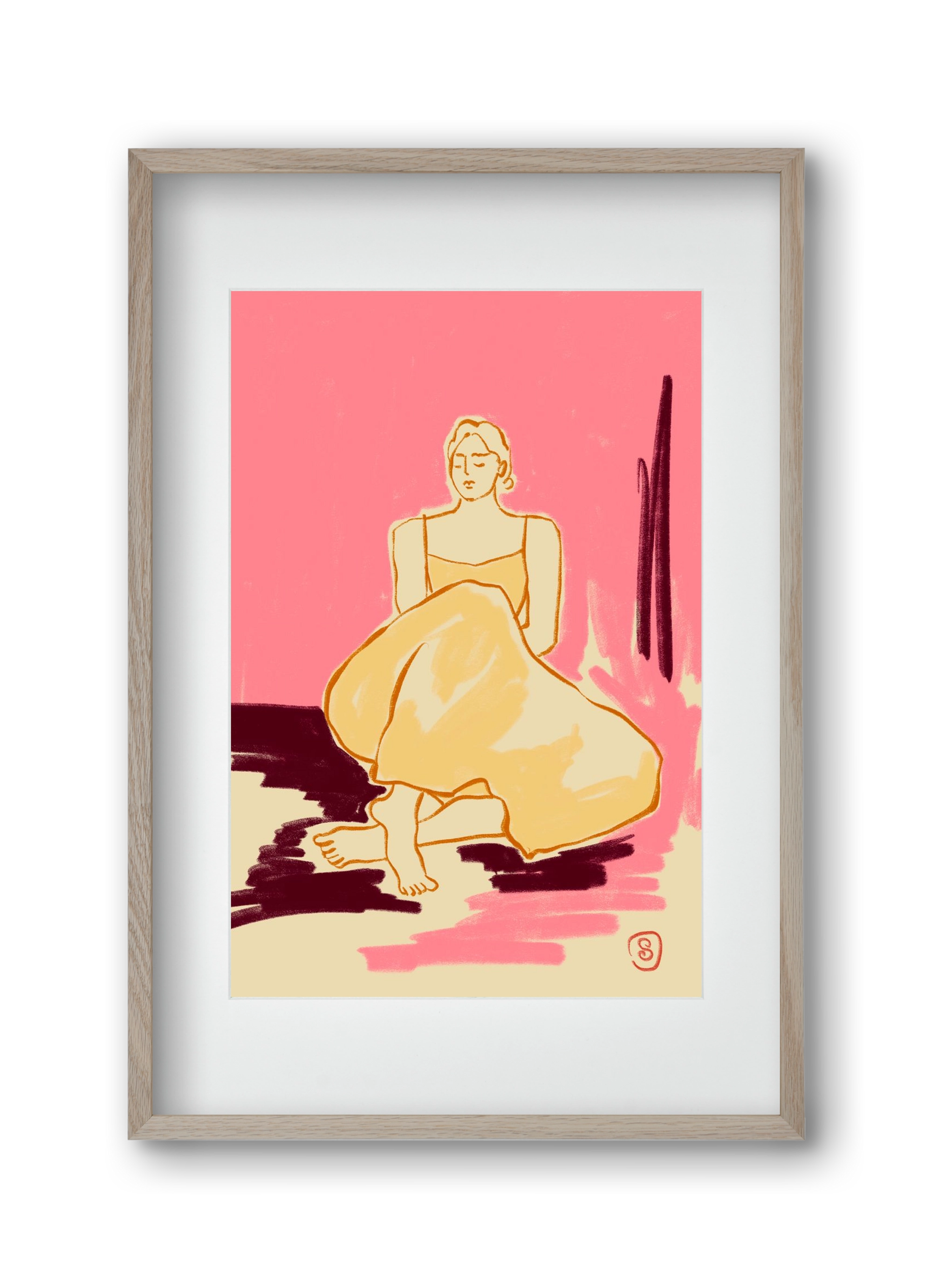 PINK DREAM, 30x45 cm (20x30 cm), Tölgy keret, paszpartuval