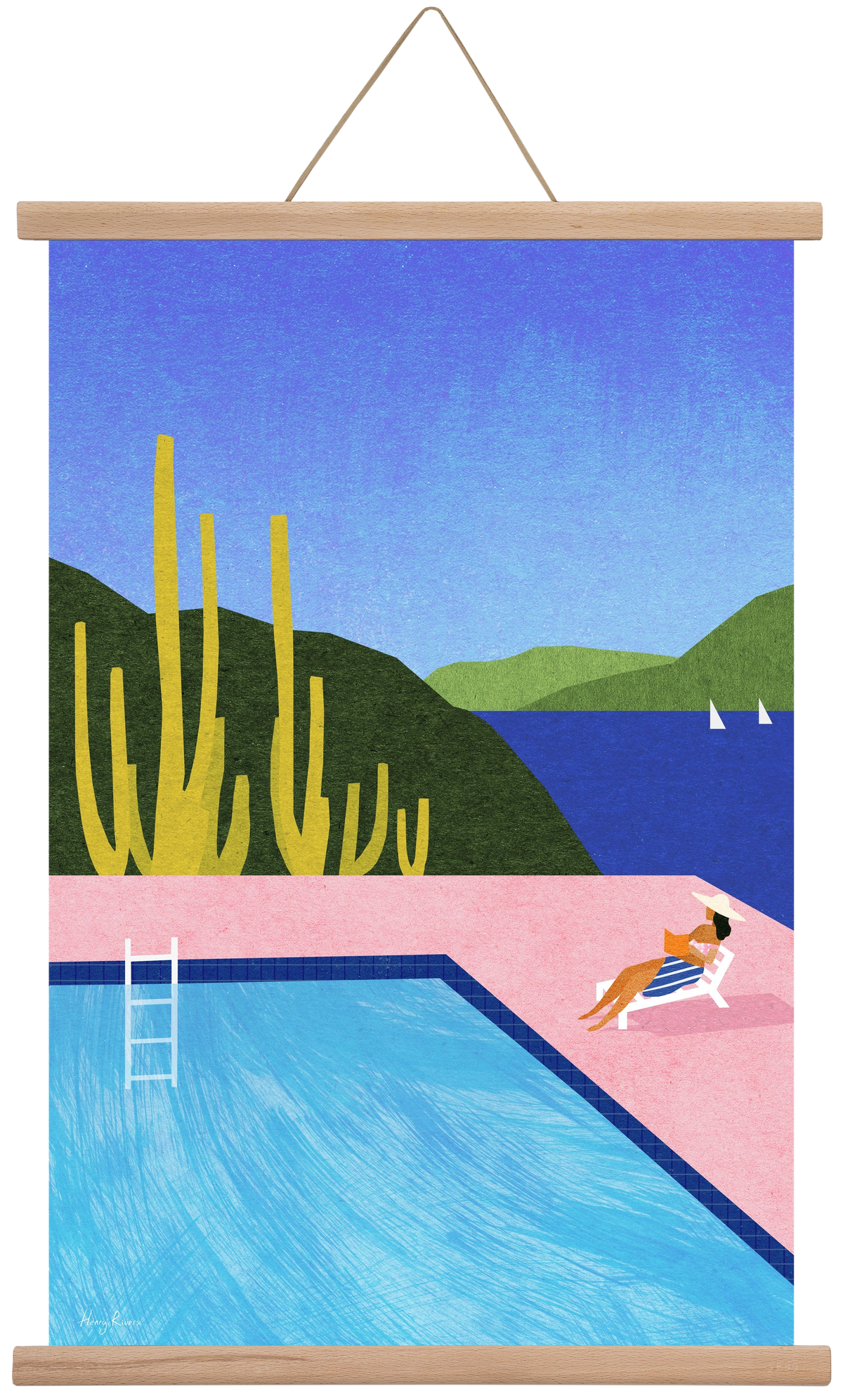 Swimming Pool, 40x60 cm (40x60 cm), Tölgy akasztó
