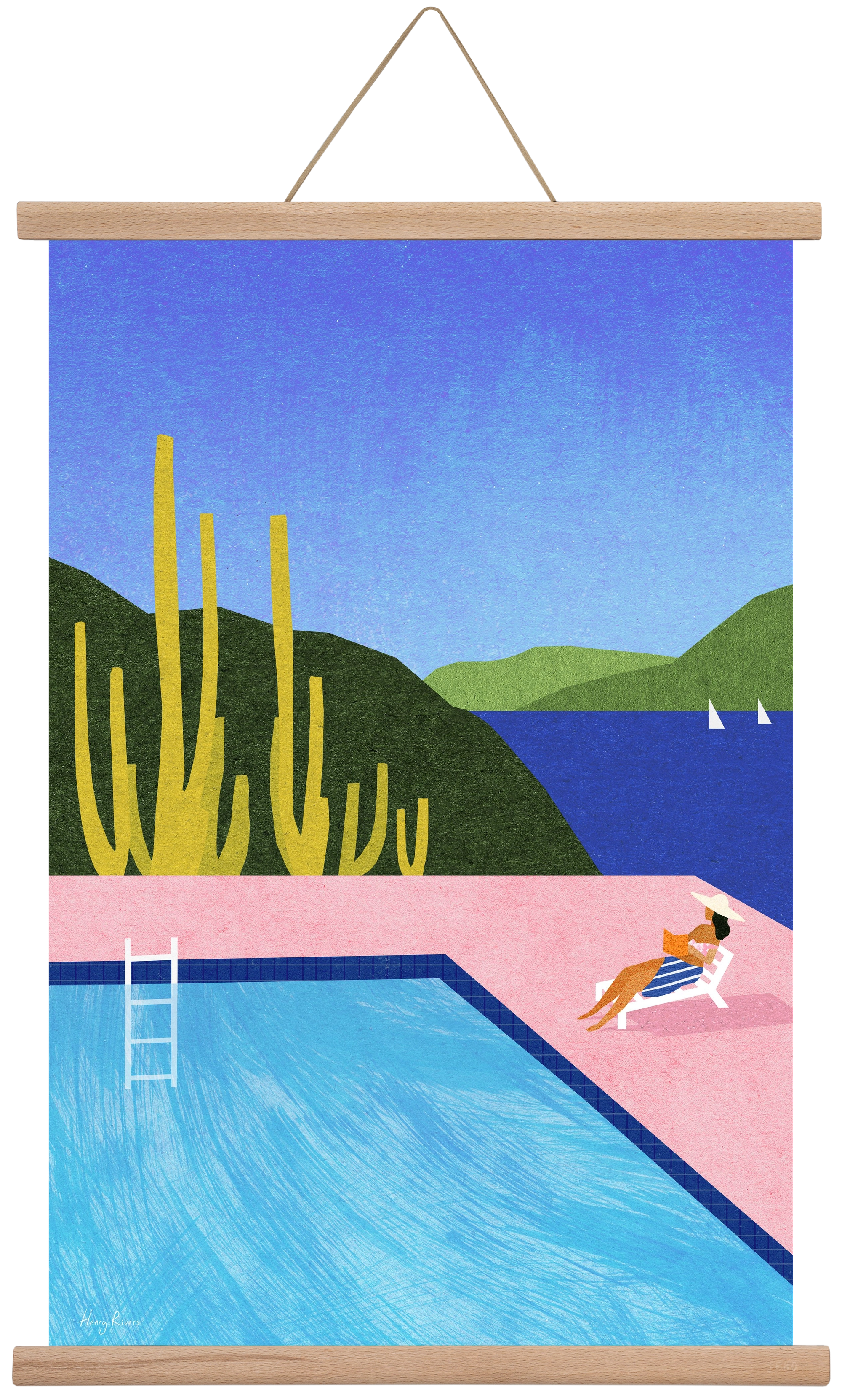 Swimming Pool, 40x60 cm (40x60 cm), Tölgy akasztó