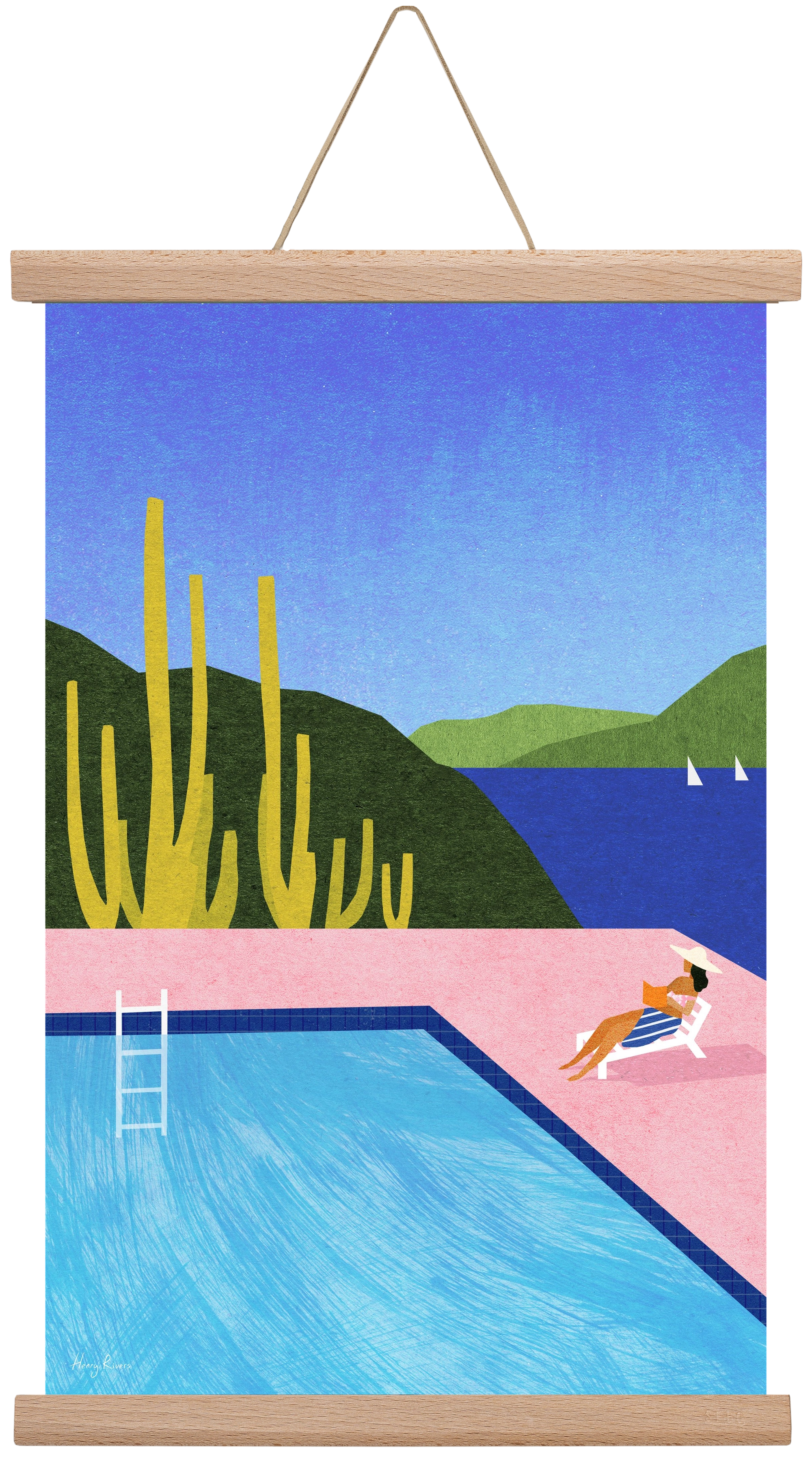 Swimming Pool, 30x45 cm (30x45 cm), Tölgy akasztó