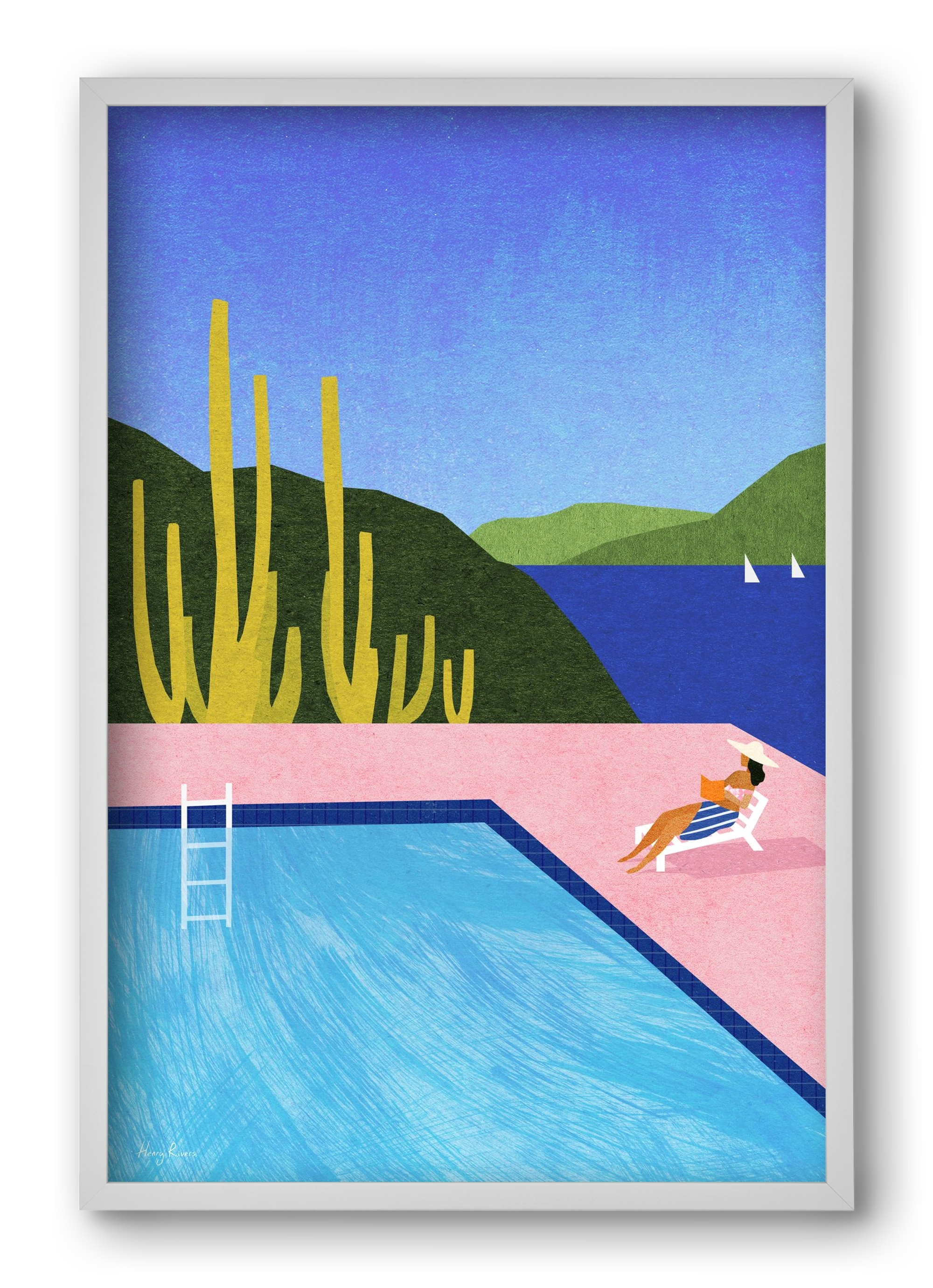 Swimming Pool, 40x60 cm (40x60 cm), Fehér keret