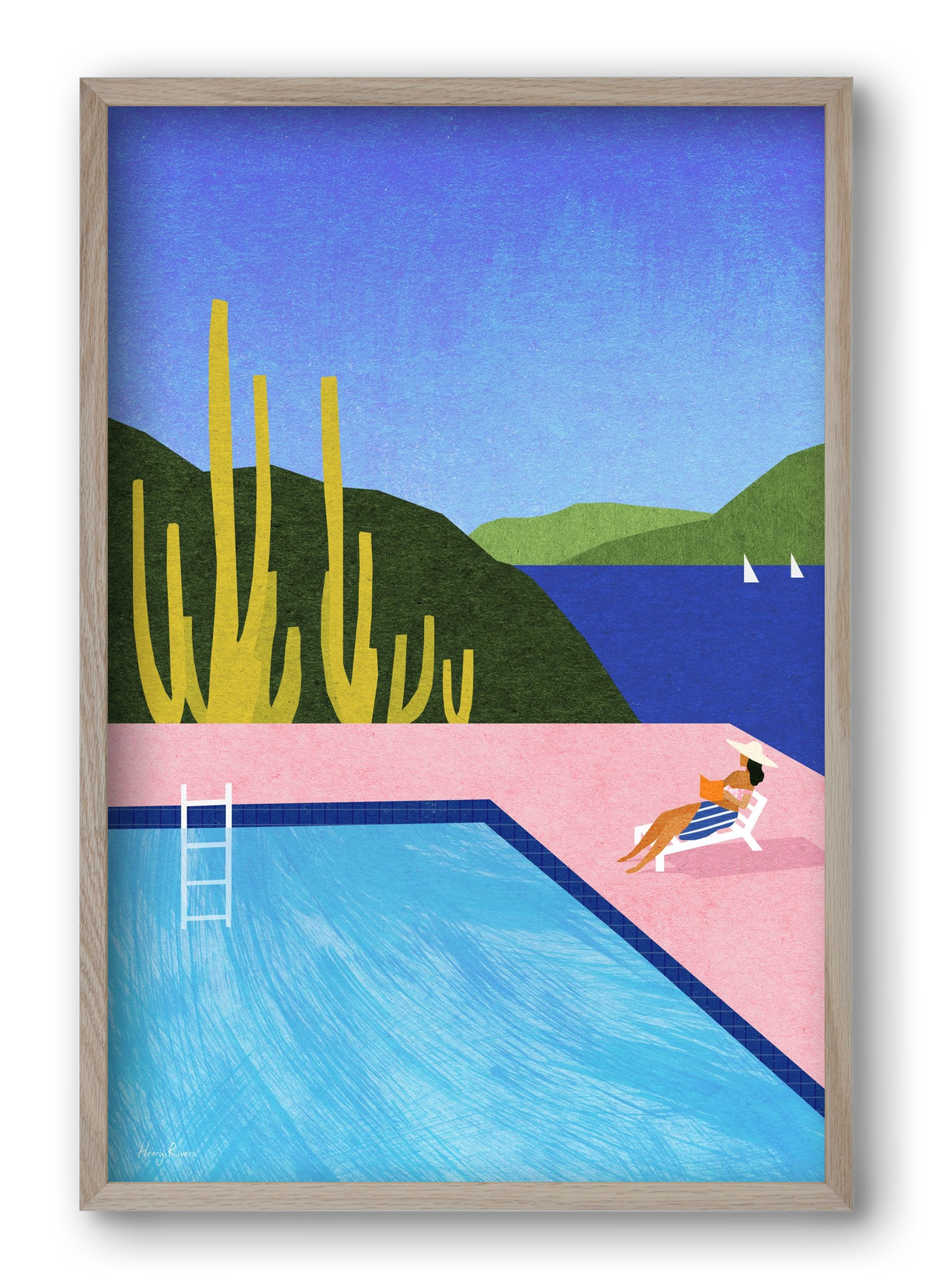 Swimming Pool, 40x60 cm (40x60 cm), Tölgy keret