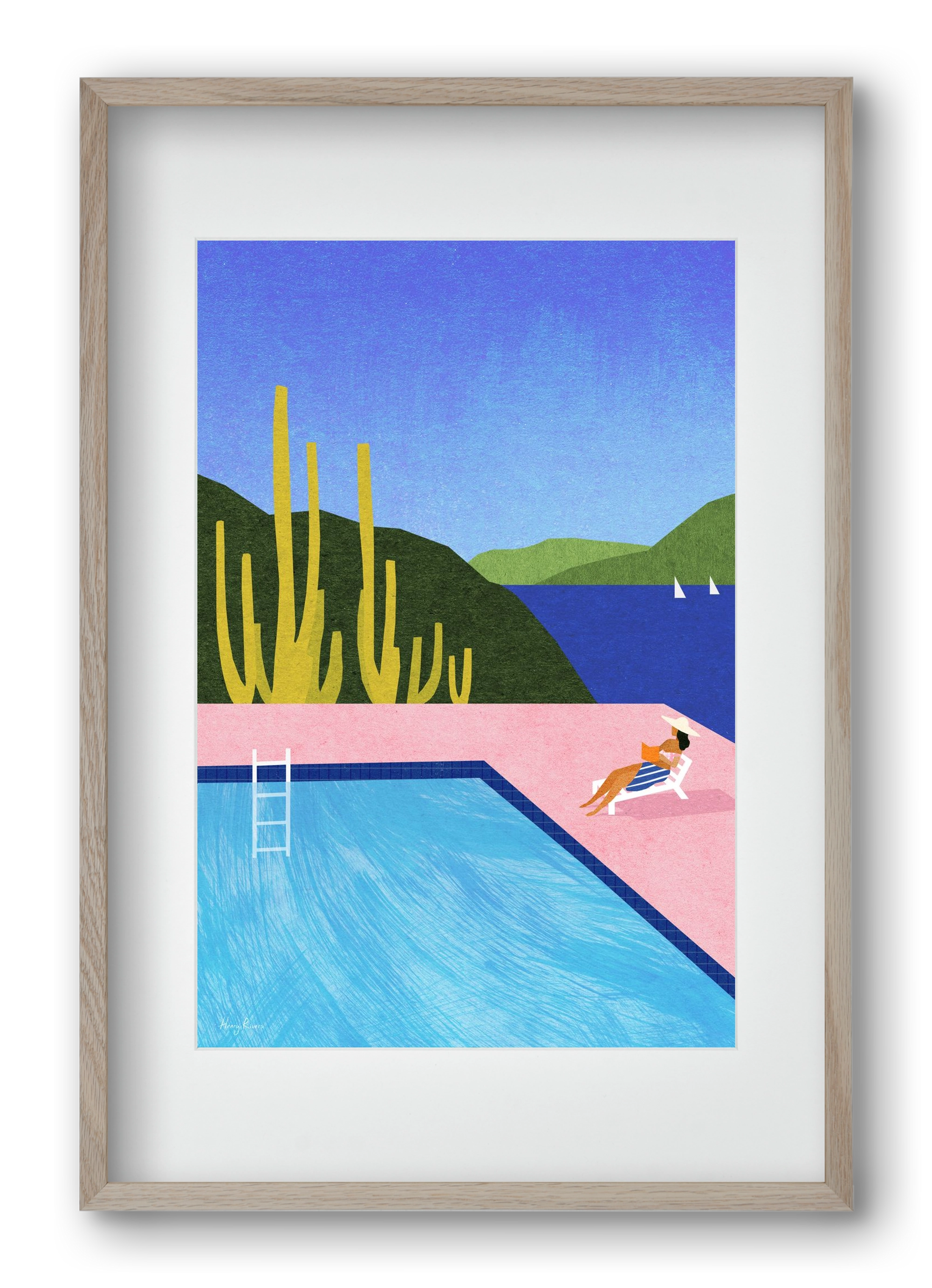 Swimming Pool, 40x60 cm (30x45 cm), Tölgy keret, paszpartuval