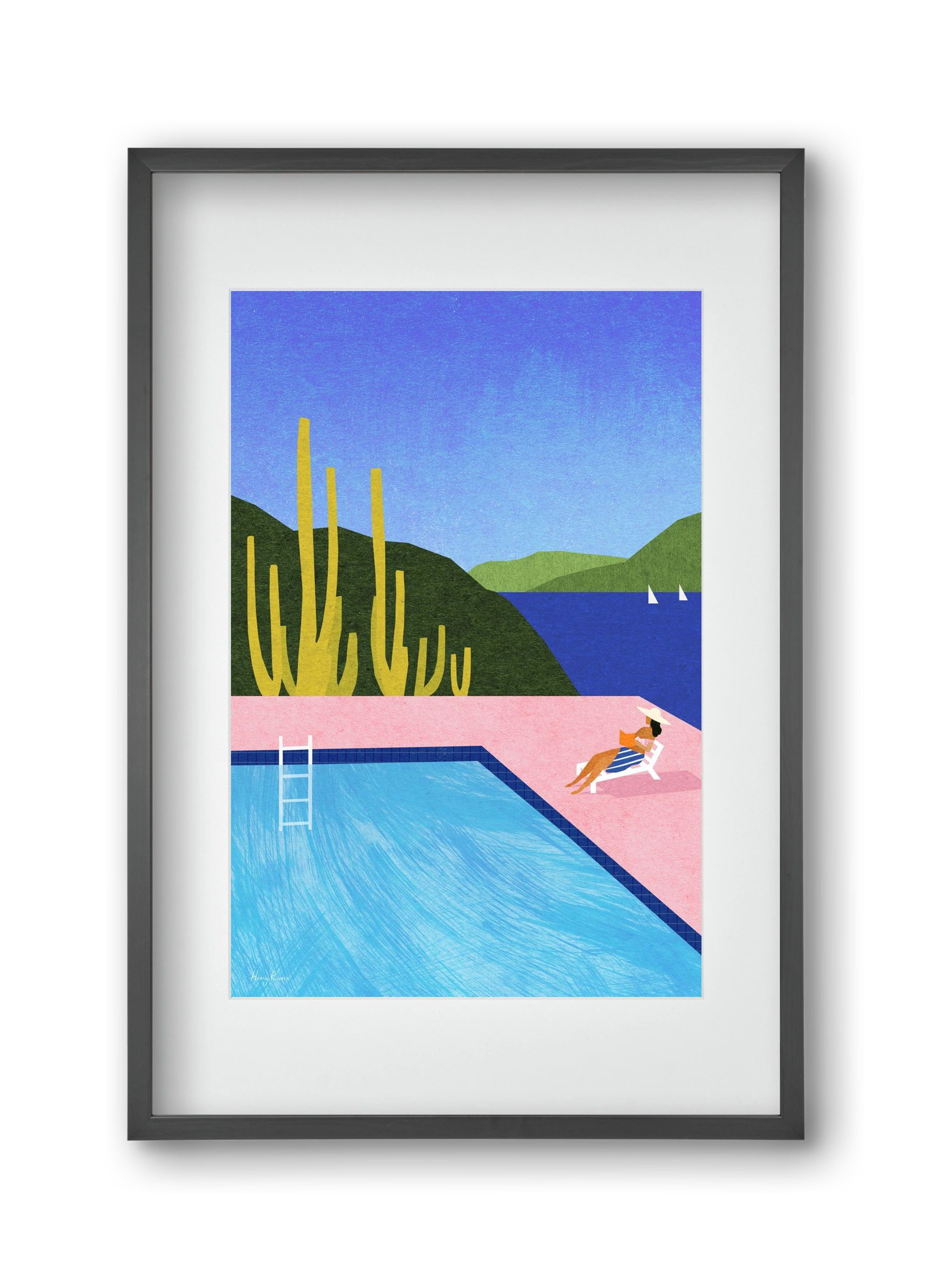 Swimming Pool, 30x45 cm (20x30 cm), Fekete keret, paszpartuval