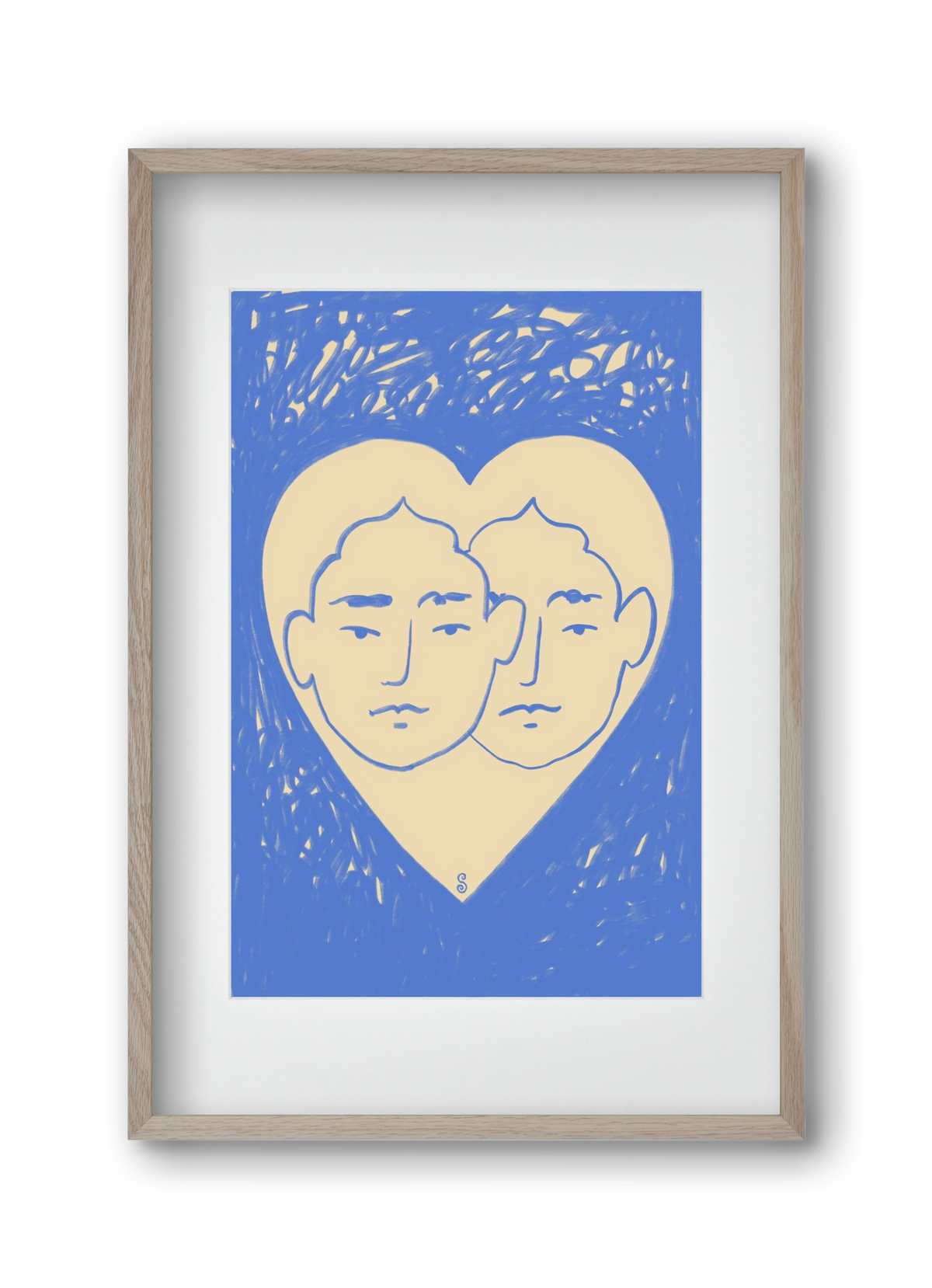 LOVERS, 30x45 cm (20x30 cm), Tölgy keret, paszpartuval