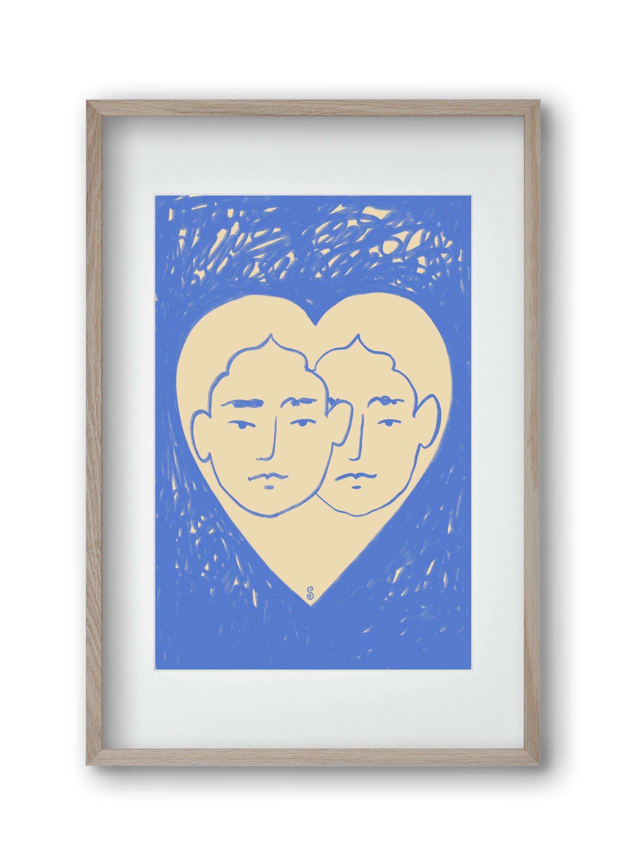 LOVERS, 30x45 cm (20x30 cm), Tölgy keret, paszpartuval