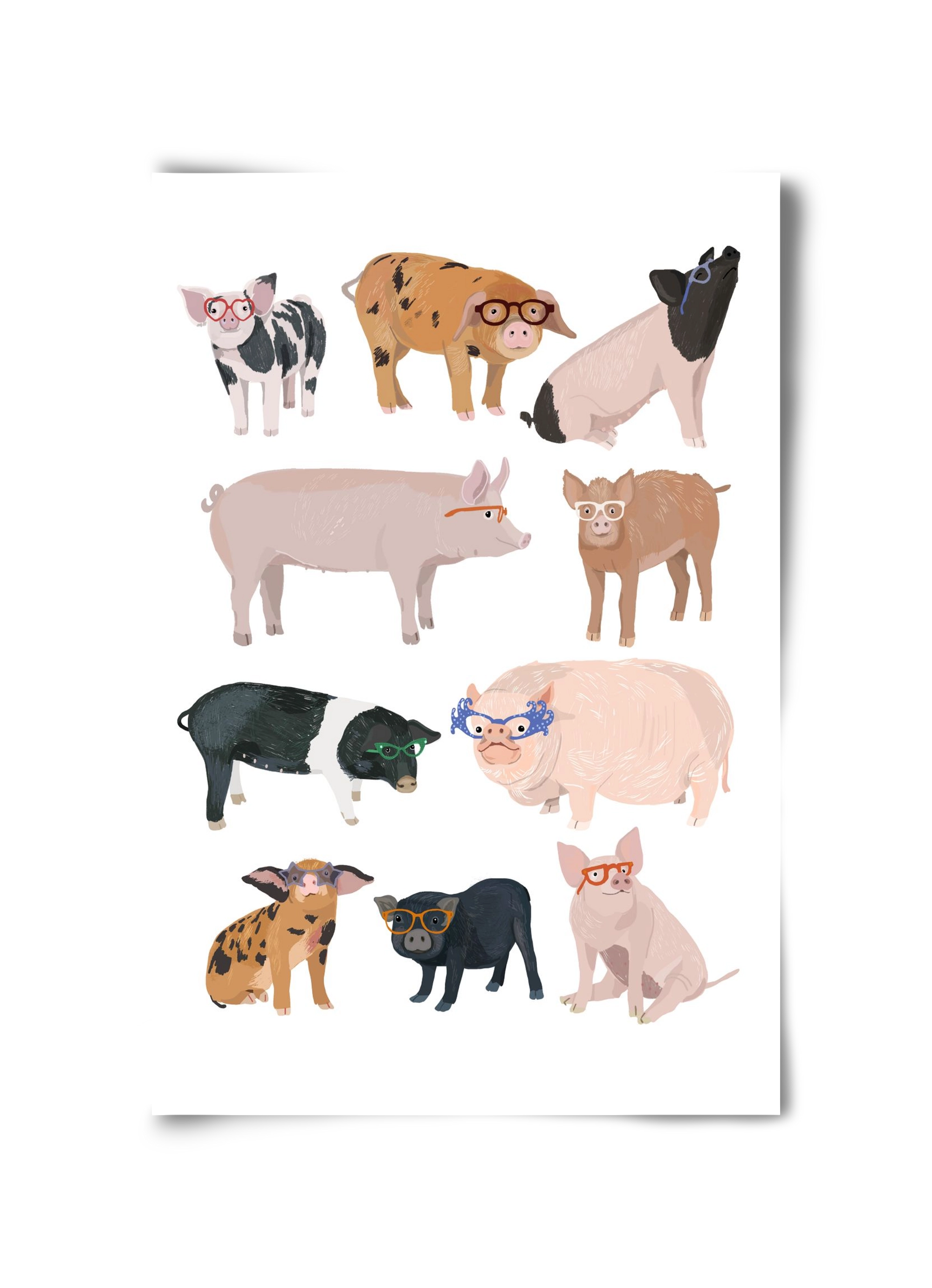 Pigs in Glasses, 30x45 cm, Keret nélkül