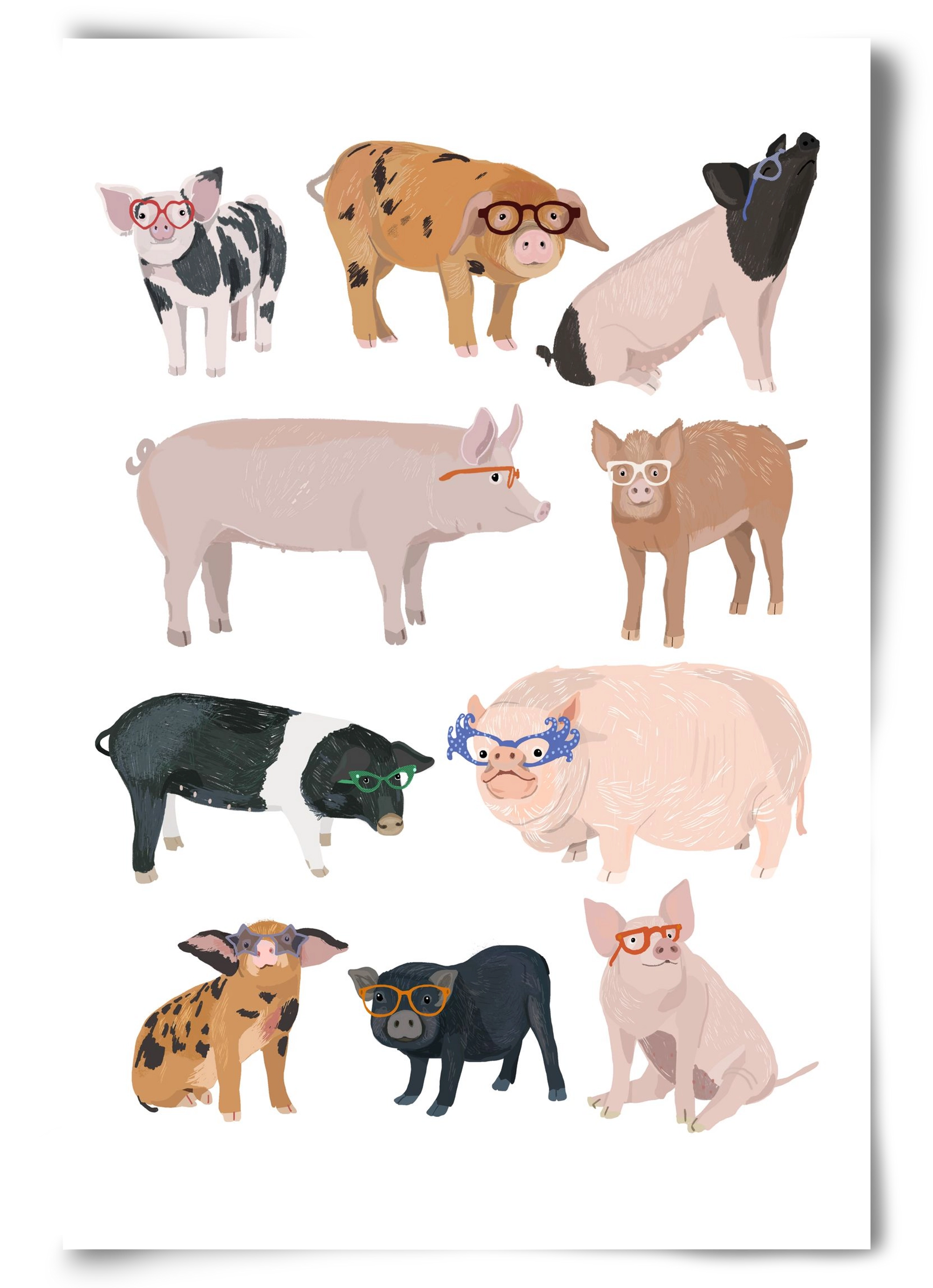 Pigs in Glasses, 60x90 cm, Keret nélkül
