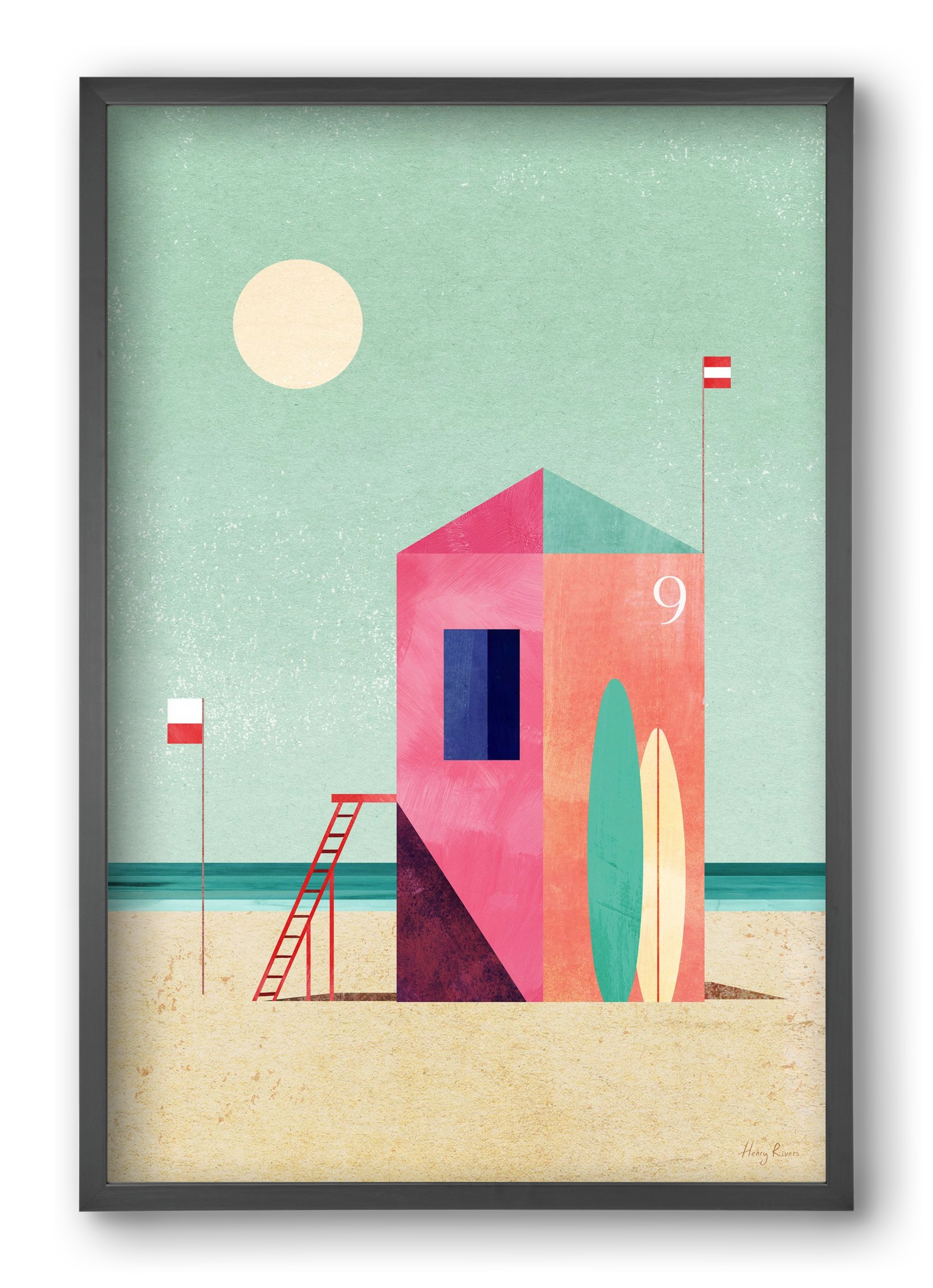 Surf Hut, 40x60 cm (40x60 cm), Fekete keret