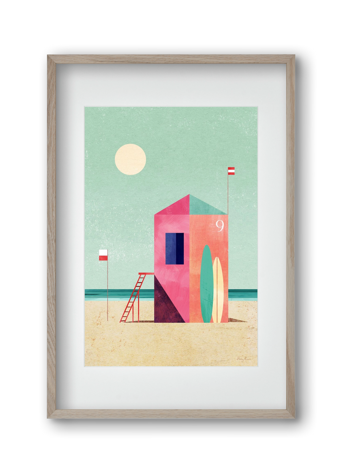 Surf Hut, 30x45 cm (20x30 cm), Tölgy keret, paszpartuval