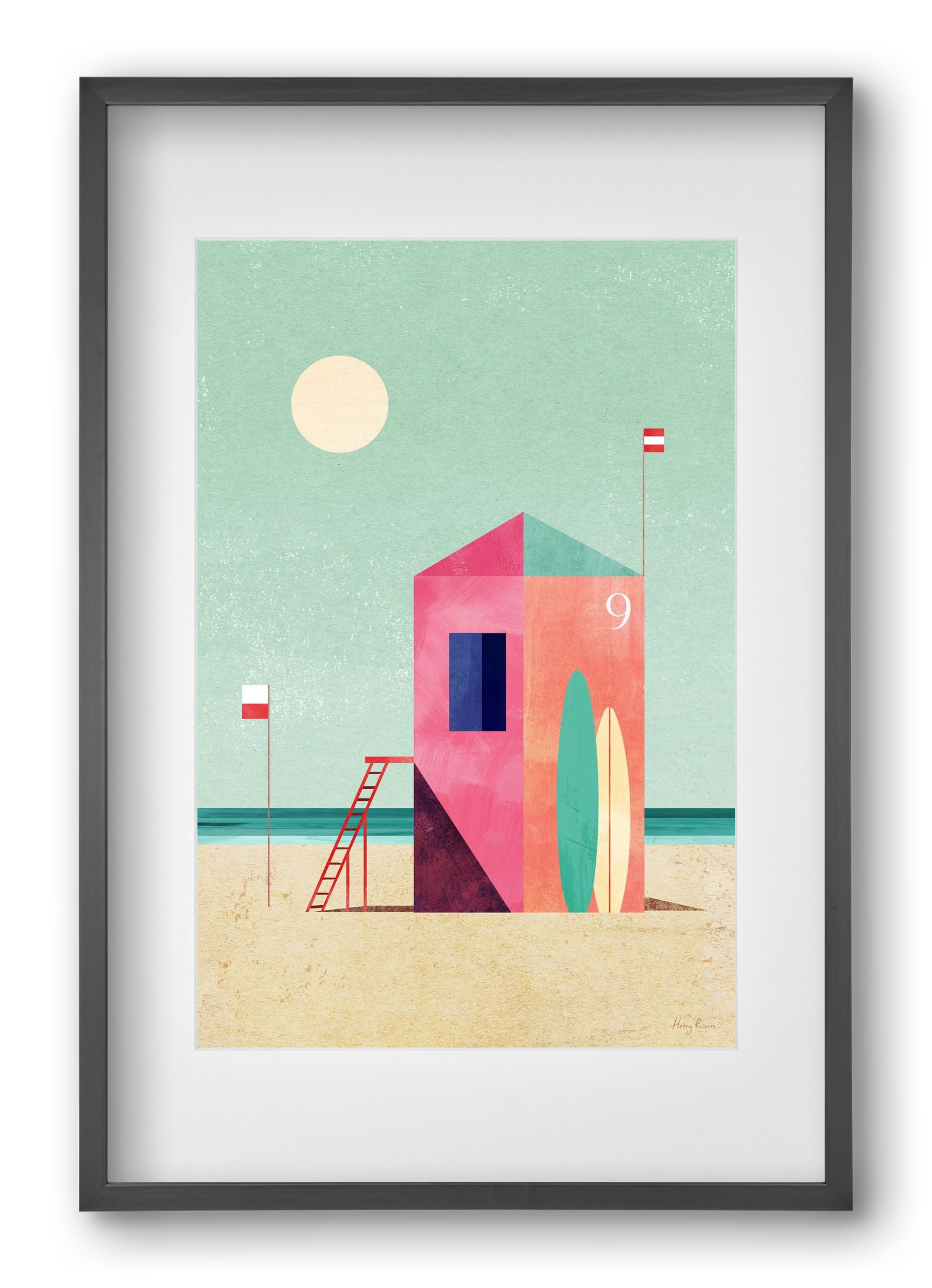 Surf Hut, 40x60 cm (30x45 cm), Fekete keret, paszpartuval